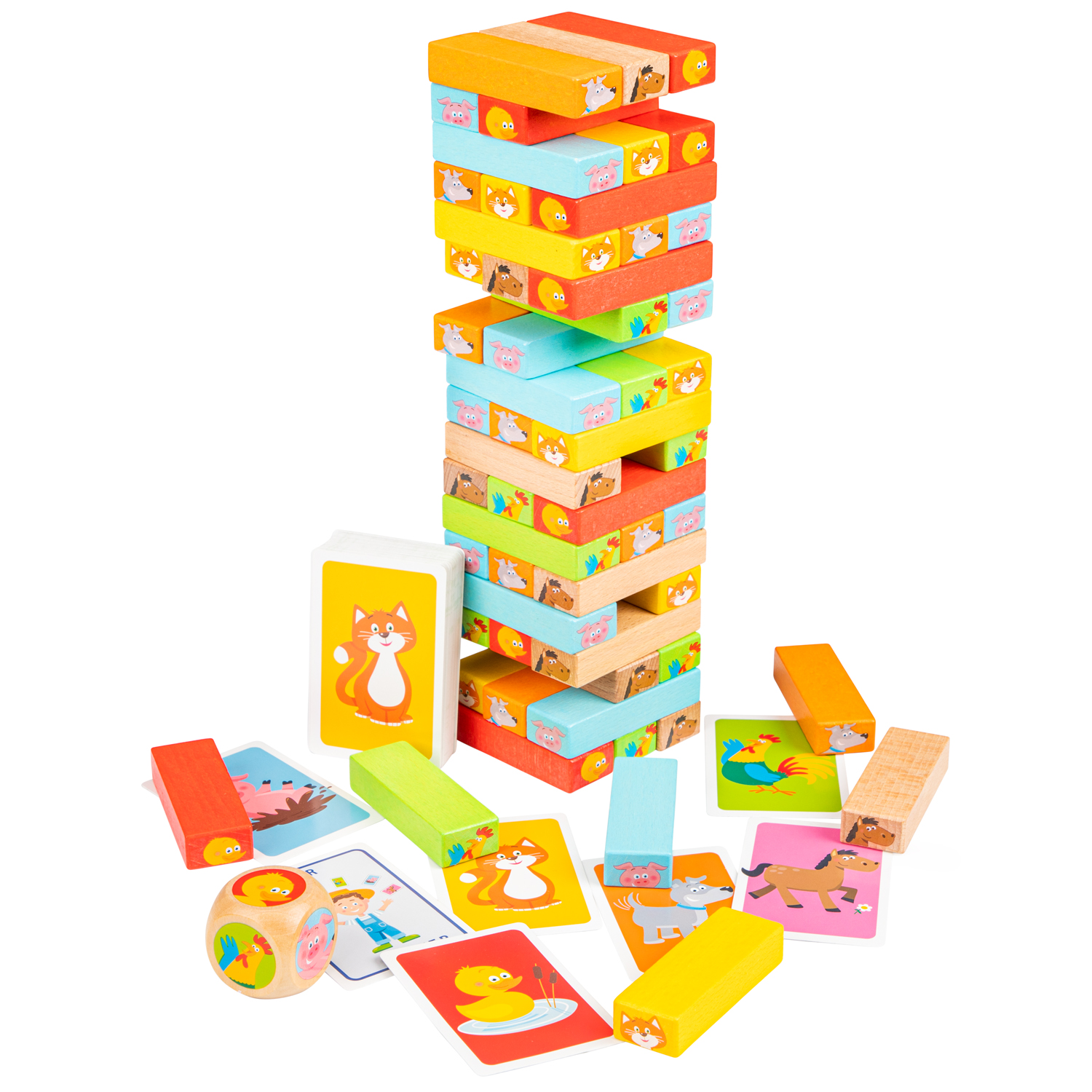 Wackel Stapelturm aus Holz Spielset Turmspiel für Kinder Holspielzeug