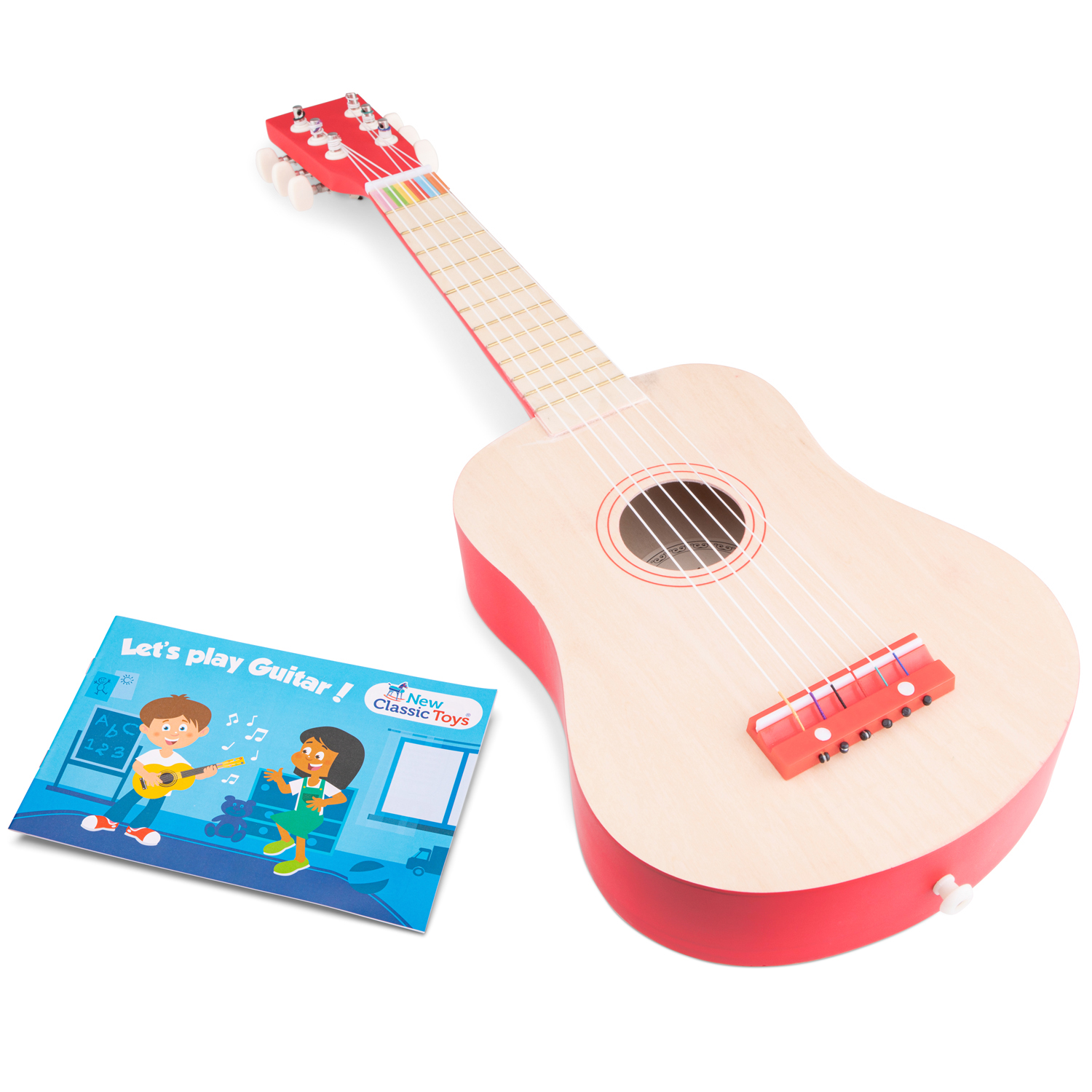 Gitarre - natur/rot Kindergitarre Kinder-Instrument Musikspielzeug