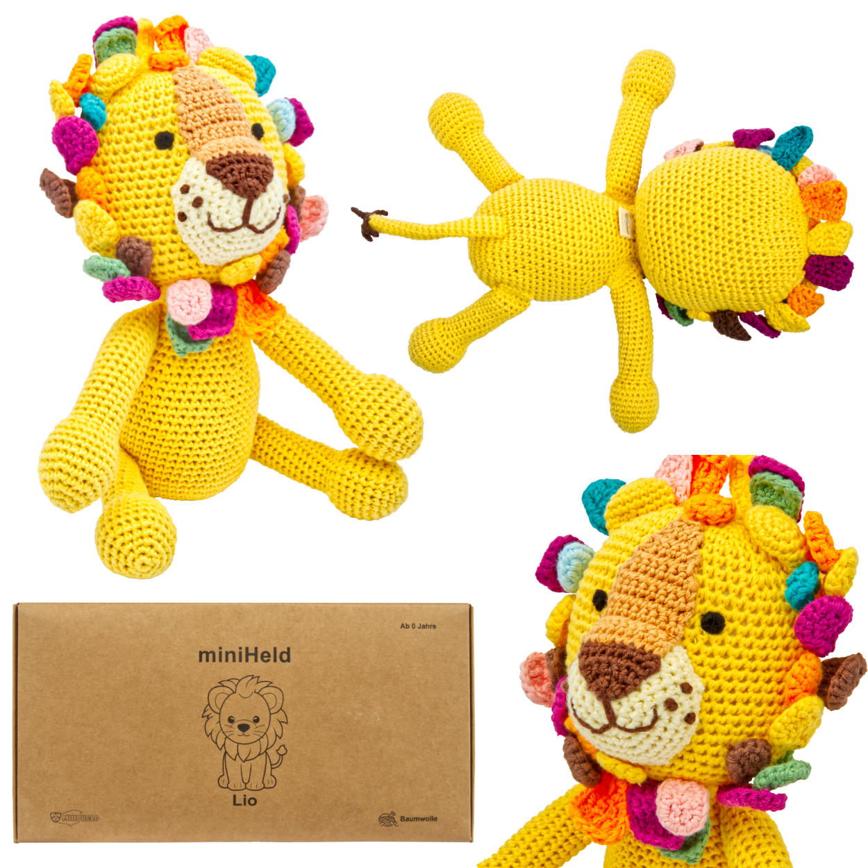 Handgestrickter Löwe "Lio" gehäkelt Spielzeug 28 cm aus Baumwolle Handgestrickter Löwe "Lio" gehäkelt Spielzeug 28 cm aus Baumwolle
