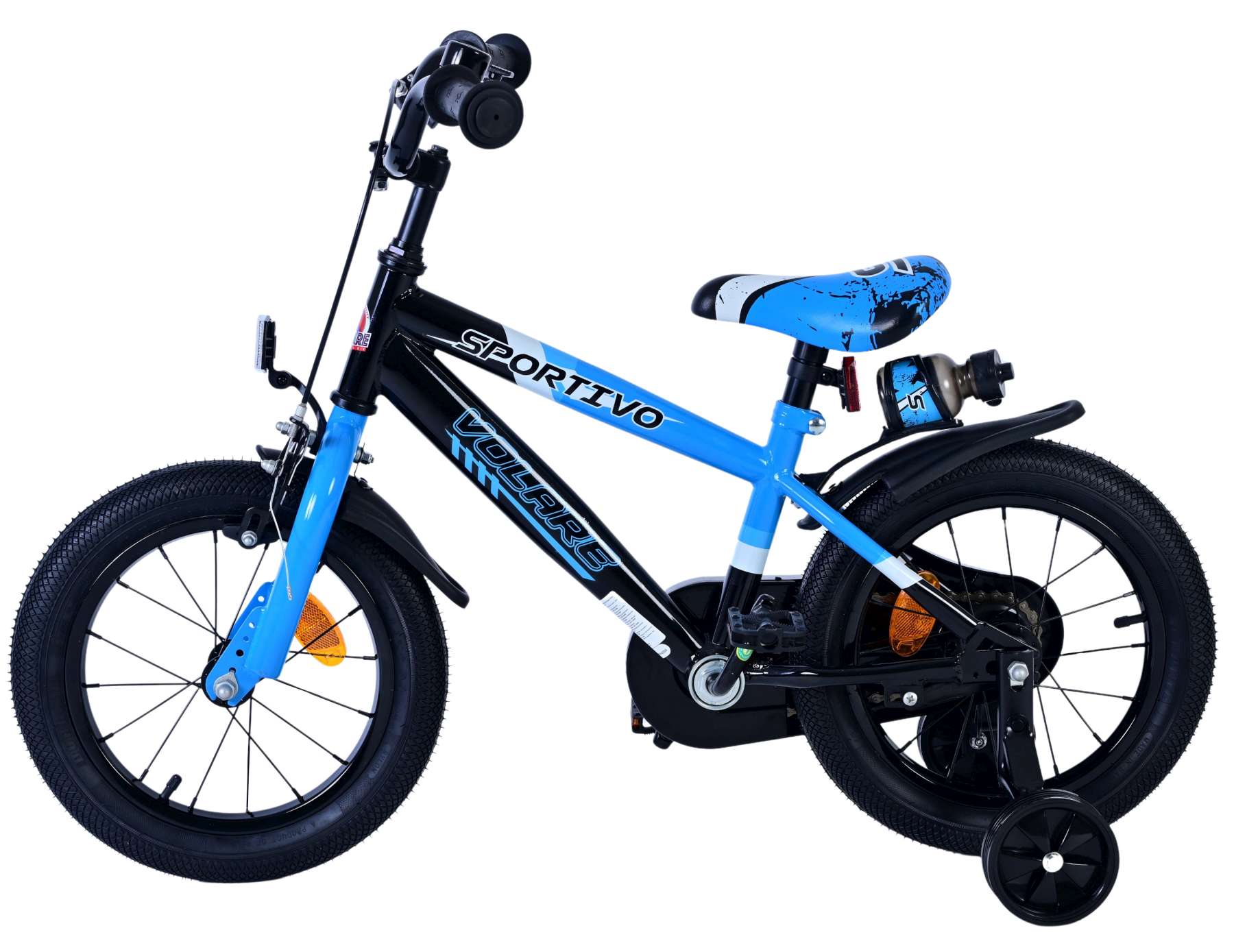 Kinderfahrrad Sportivo für Jungen 14 Zoll Kinderrad Schwarz Blau