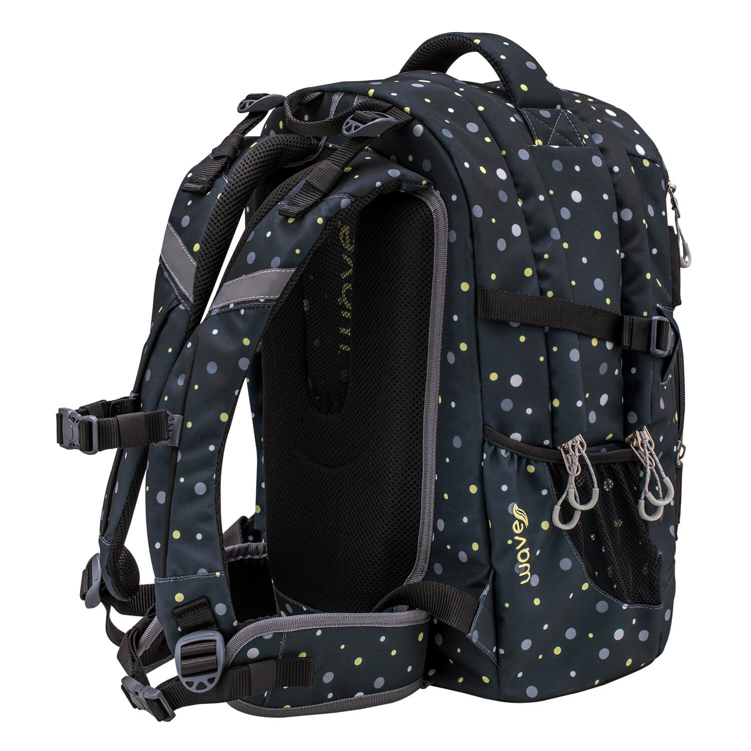 Rucksack Infinity Schulrucksack "Black and Yellow Dots"