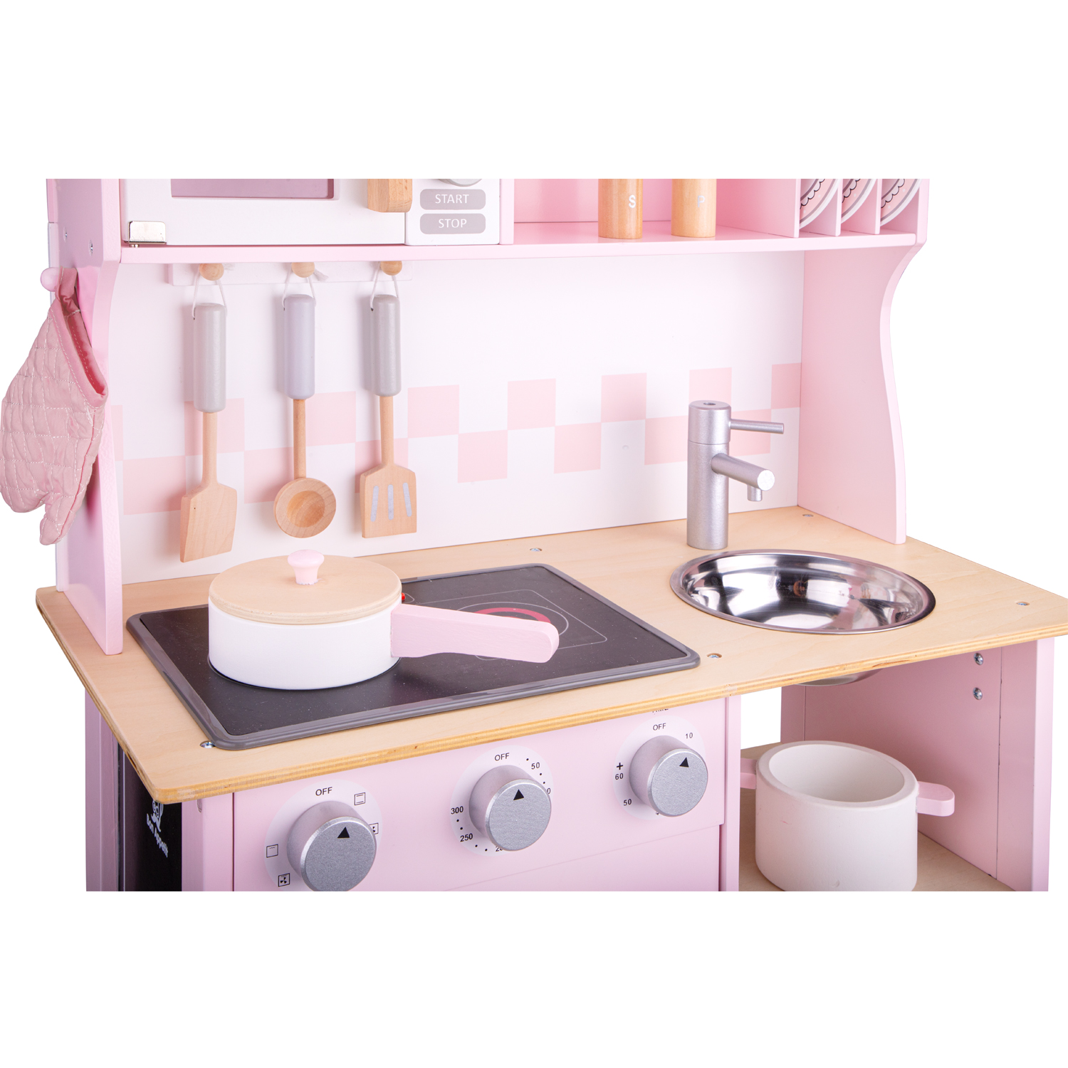 Küchenzeile Kinderküche aus Holz Moderne E- Küche in Pink Holzküche