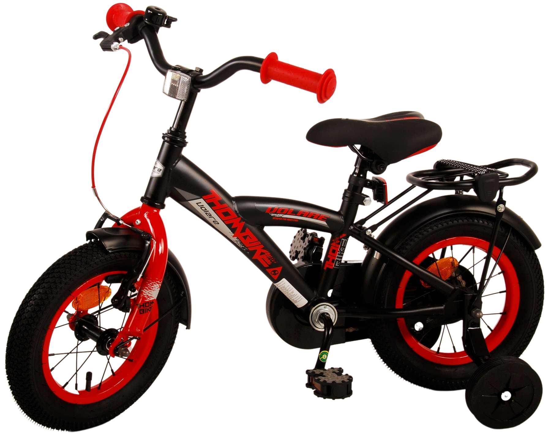 Kinderfahrrad Thombike für Jungen 12 Zoll Kinderrad in Schwarz Rot