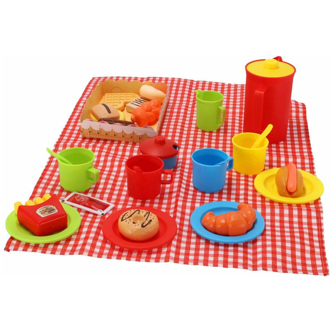 Picknickkorb mit 35 Teile Geschirr Besteck Kanne Decke 