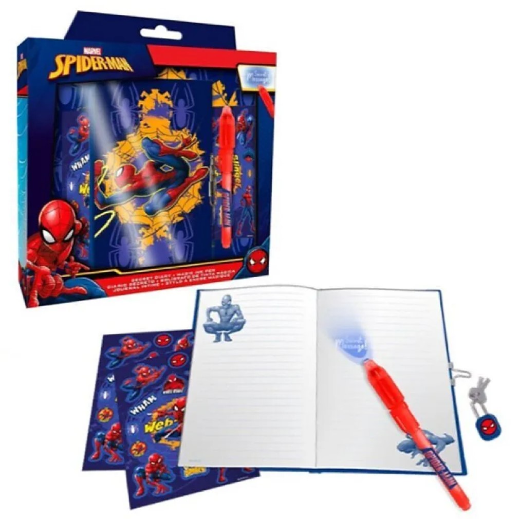 Schreibset mit Tagebuch und Zauberstift Spiderman Taschenbuch