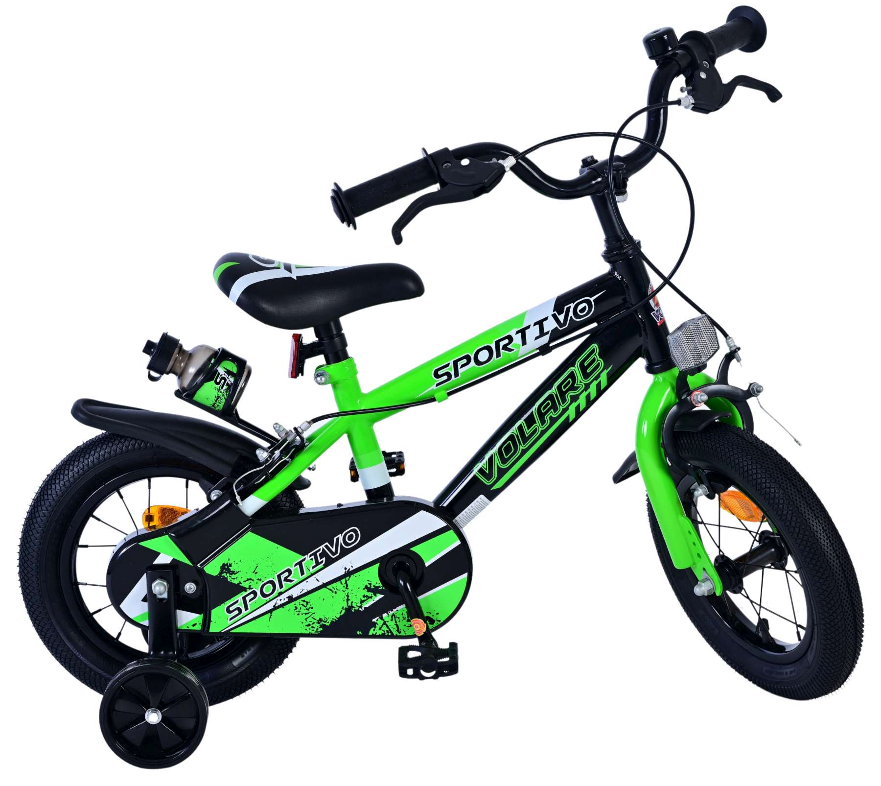 Kinderfahrrad Sportivo für Jungen 12 Zoll Kinderrad Grün Schwarz