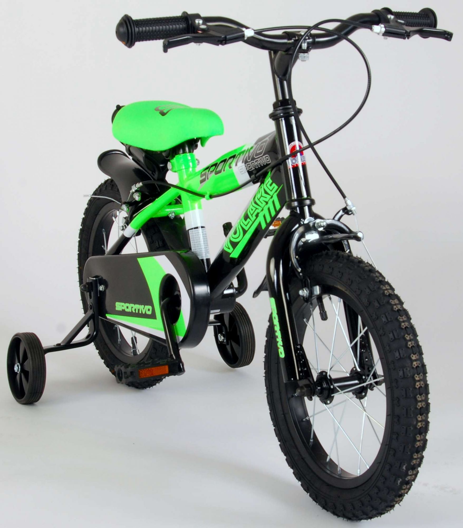 Kinderfahrrad Sportivo für Jungen 14 Zoll Kinderrad Neongrün Schwarz