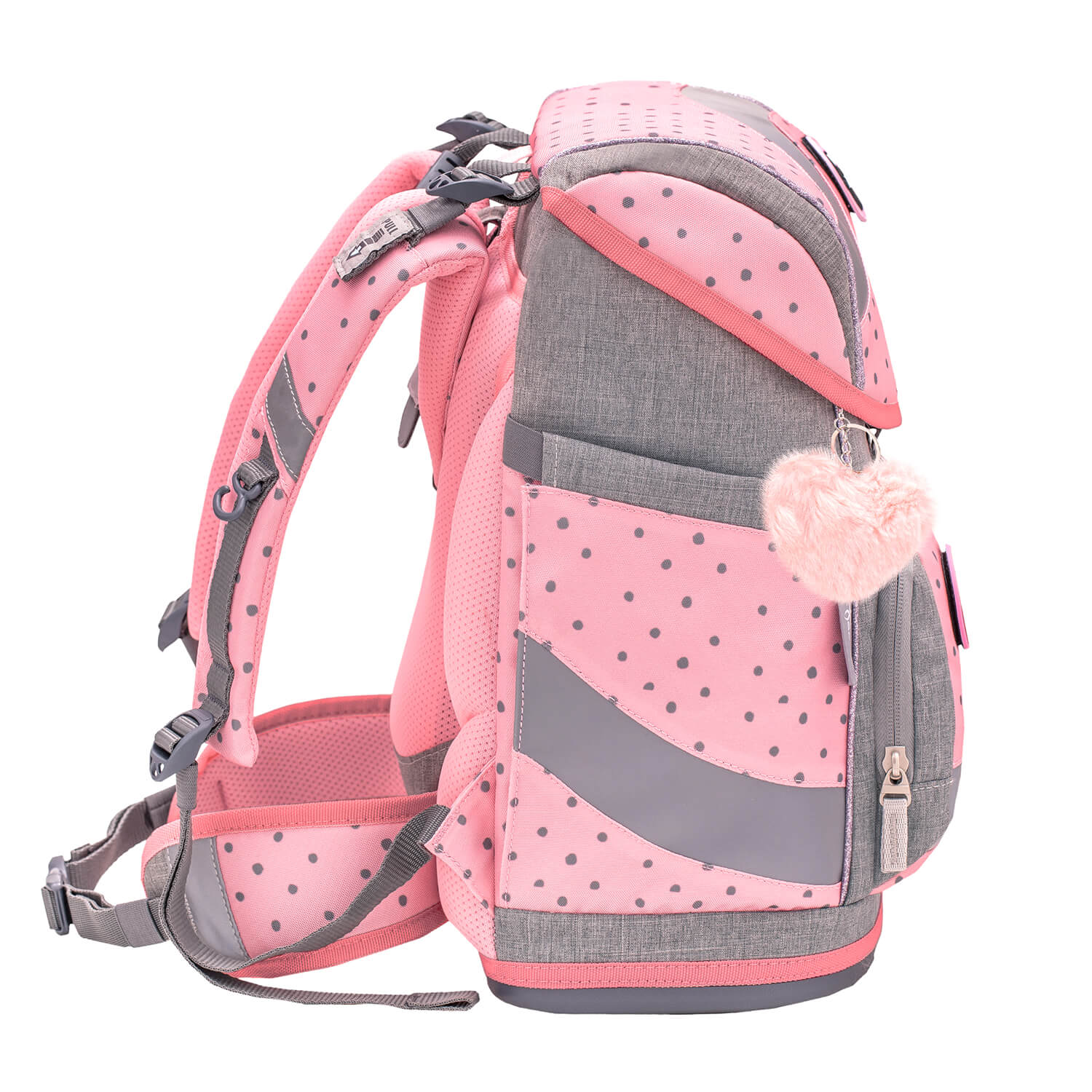 Rucksack Smarty ergonomisches Schulranzen Set 5-teilig Pink Dots 2