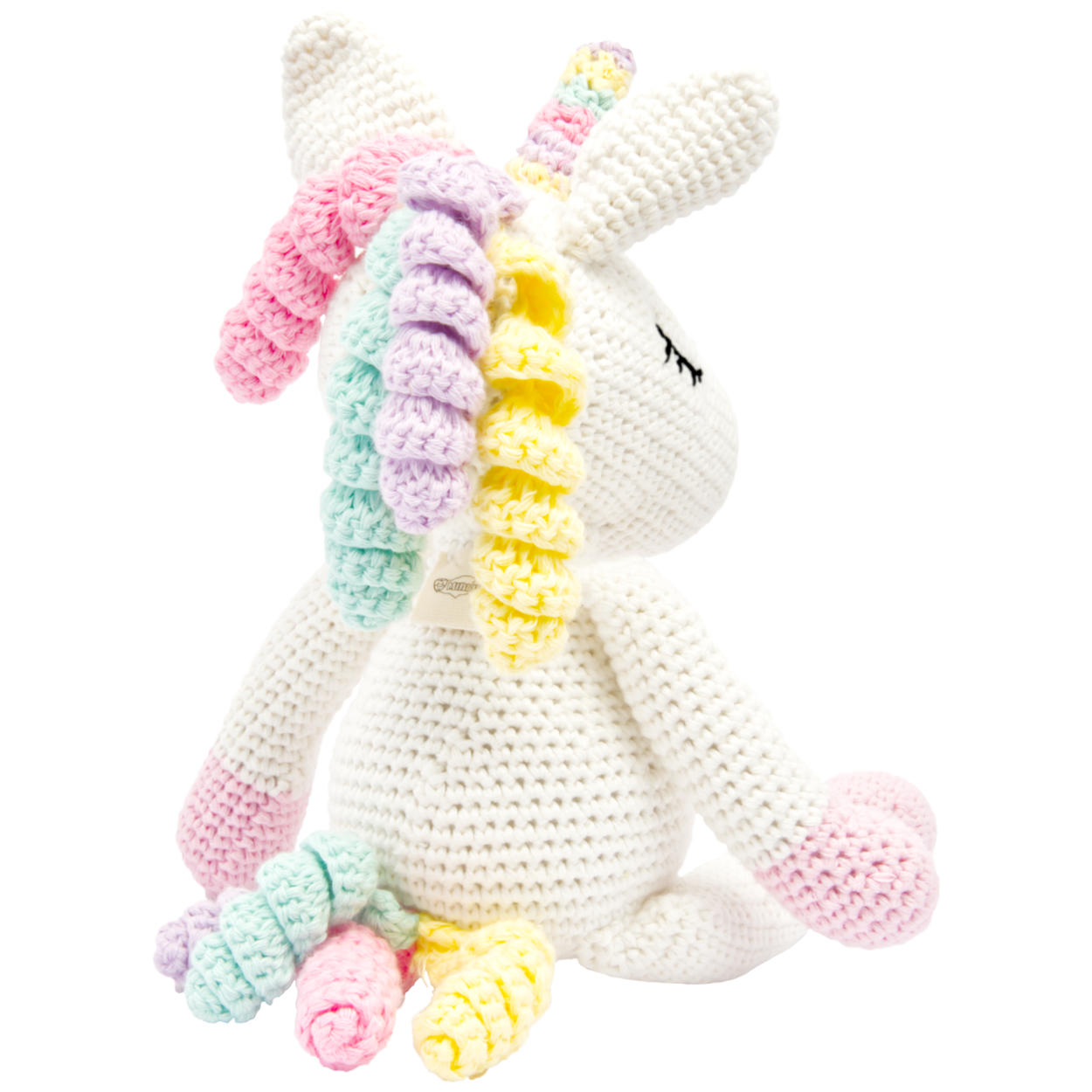 Handgestricktes Einhorn "Glücksbringer" Spielzeug aus Baumwolle 28cm Handgestricktes Einhorn "Glücksbringer" Spielzeug aus Baumwolle 28cm