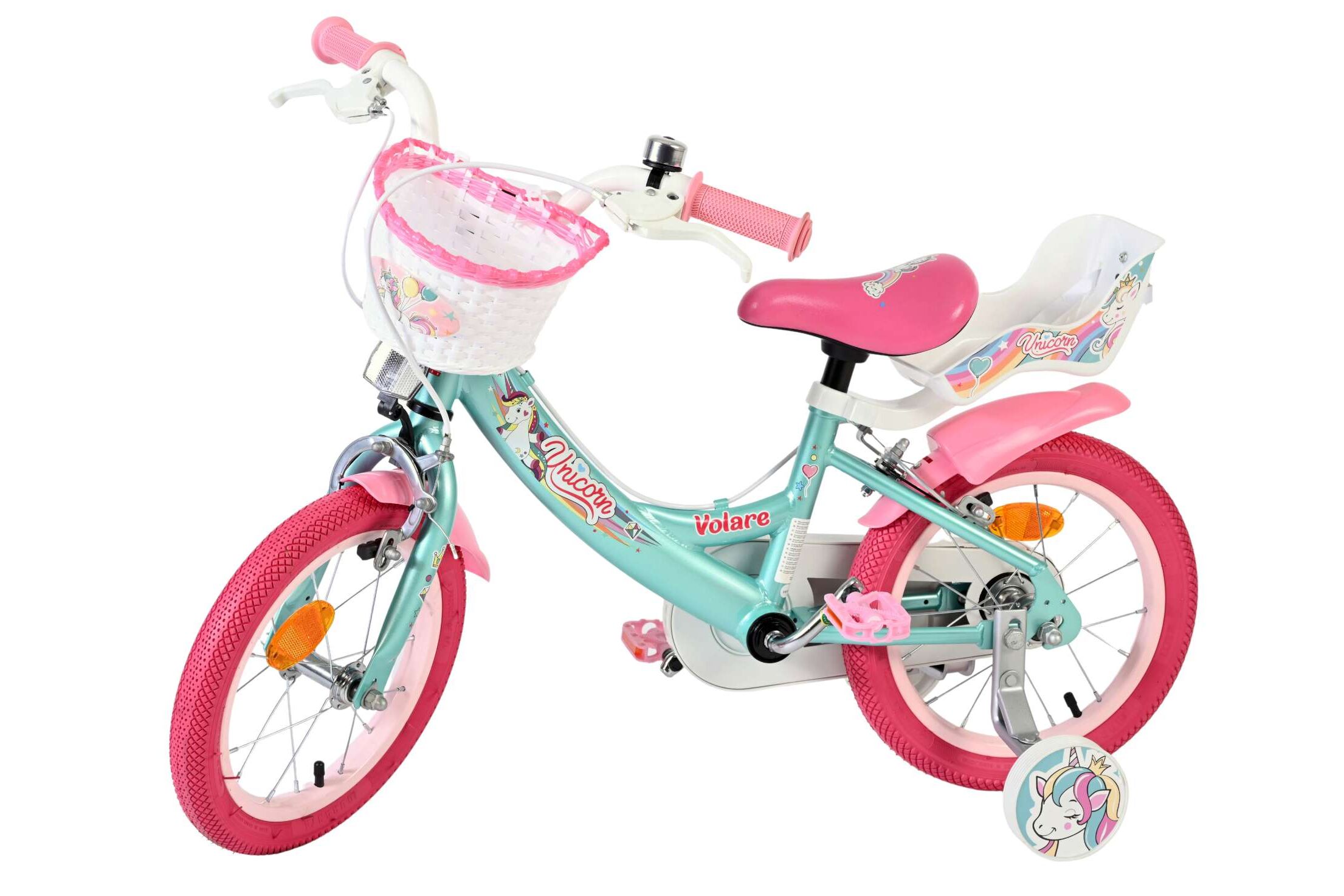 Kinderfahrrad Unicorn für Mädchen 14 Zoll Kinderrad in Grün, Zwei Handbremsen Kinderfahrrad Unicorn für Mädchen 14 Zoll Kinderrad in Grün, Zwei Handbremsen
