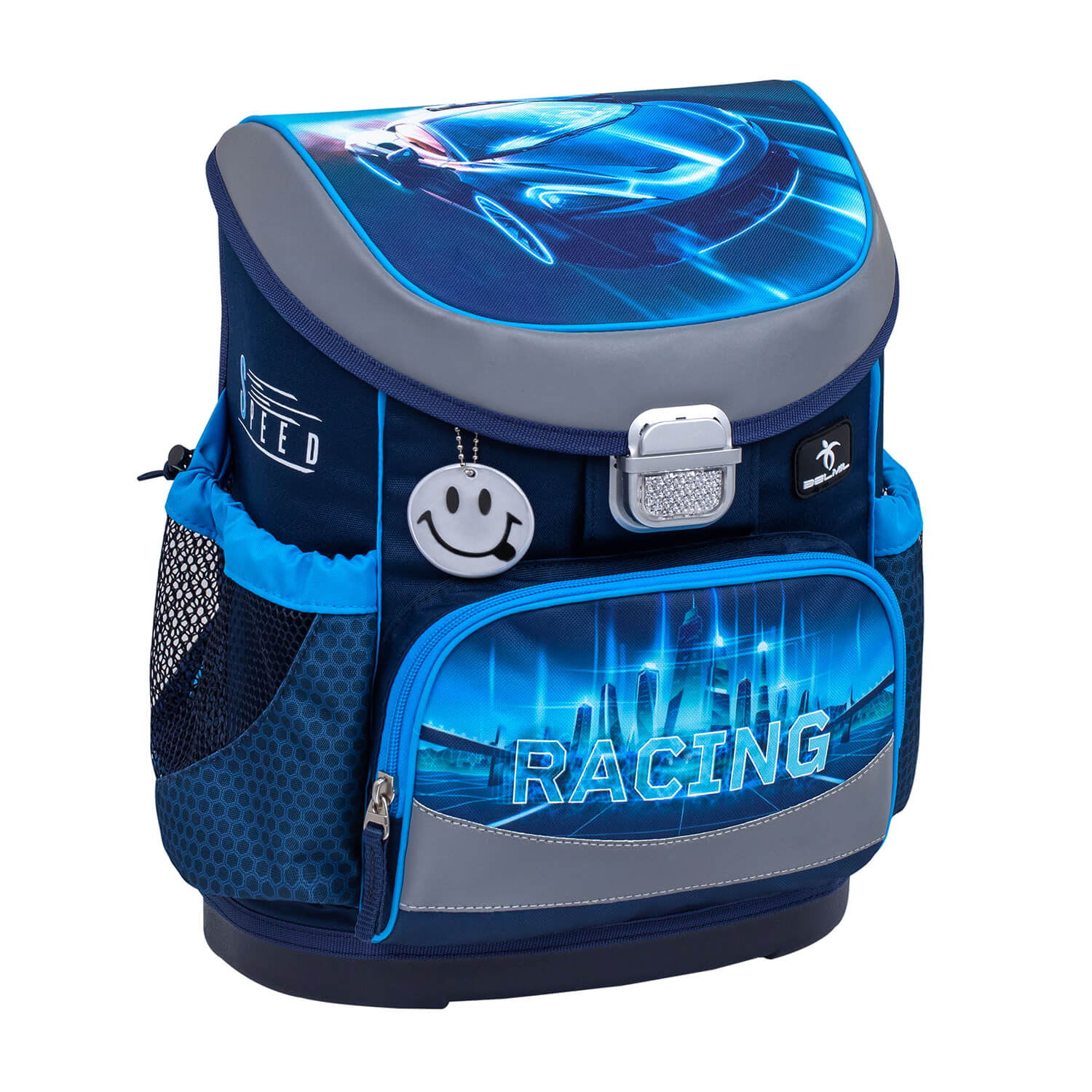 Belmil Mini-Fit ergonomisches Schulranzen-Set 4-teilig "Racing Blue Neon" mit Brustgurt Belmil Mini-Fit ergonomisches Schulranzen-Set 4-teilig "Racing Blue Neon" mit Brustgurt