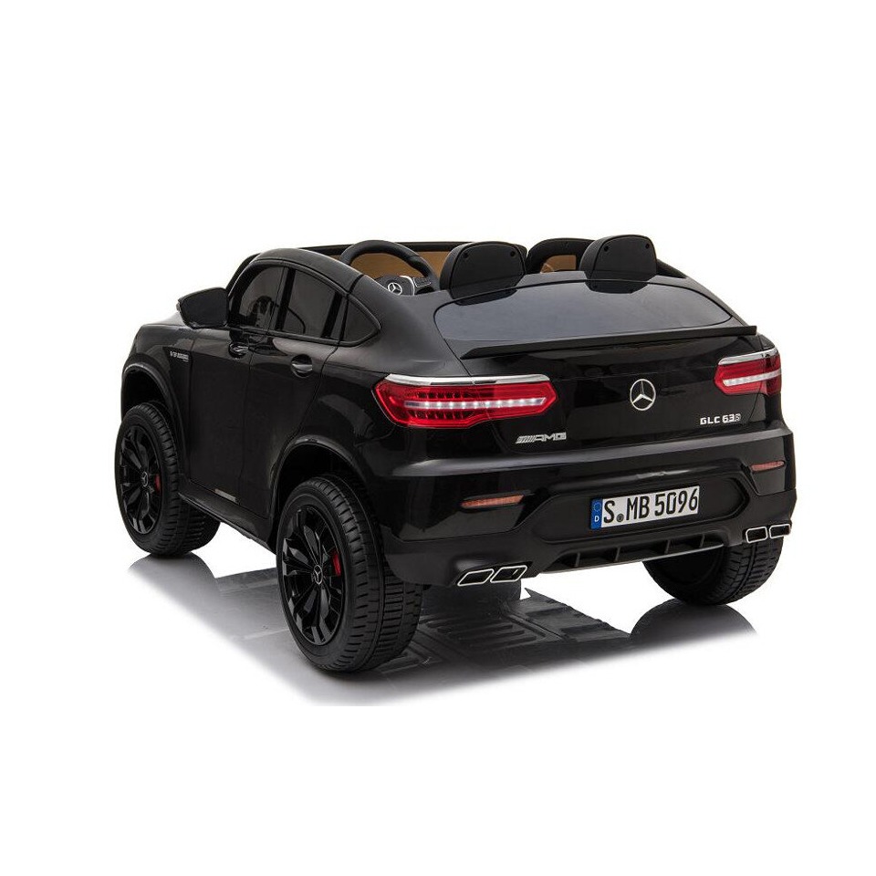 ES-Toys Kinderfahrzeug – Elektro Auto „Mercedes GLC63S“ – lizenziert – Doppelsitzer – 12V10AH Akku,4 Motoren+ 2,4Ghz+Ledersitz+EVA – Schwarz