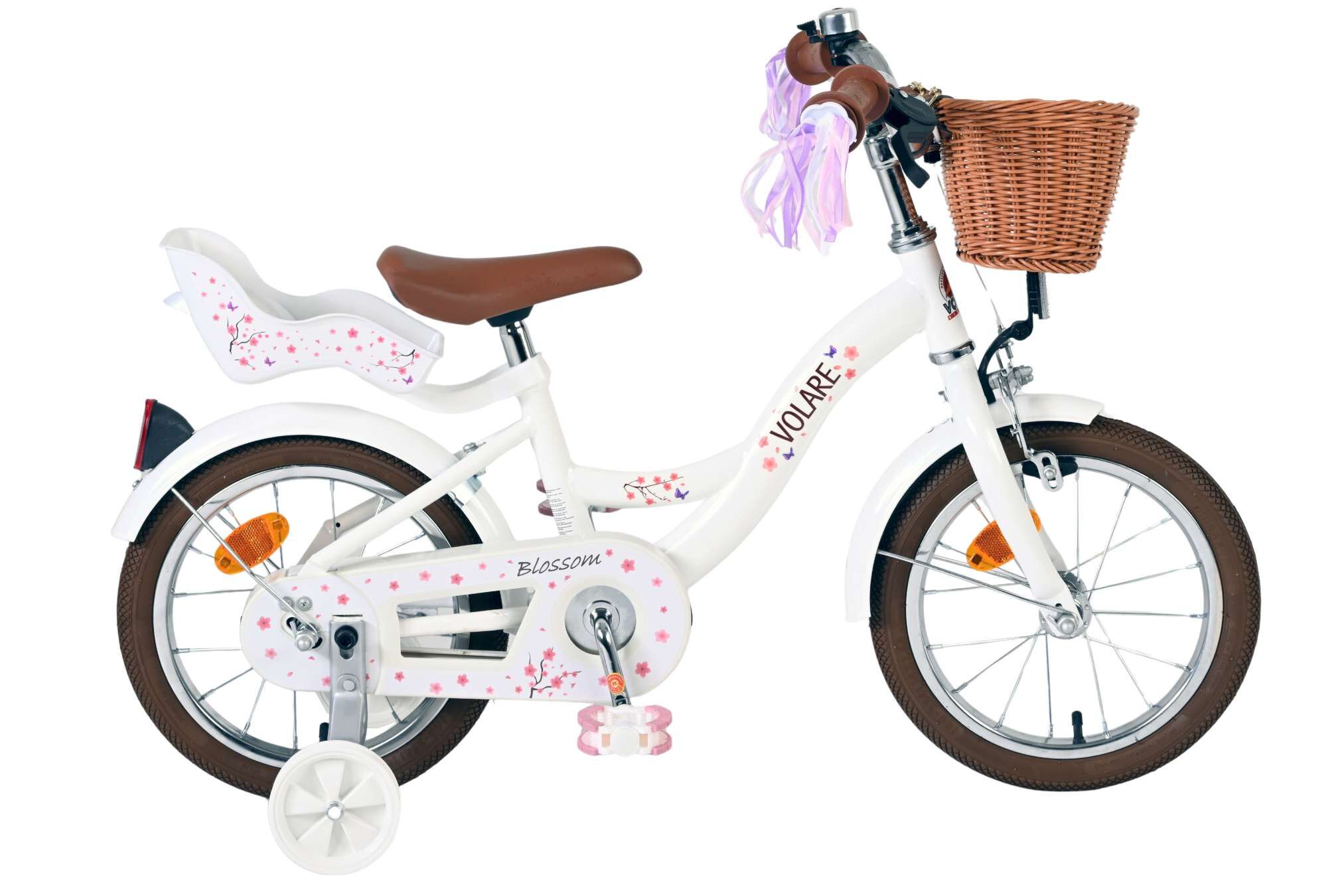 Volare Kinderfahrrad Blossom für Mädchen 14 Zoll Kinderrad in Weiß