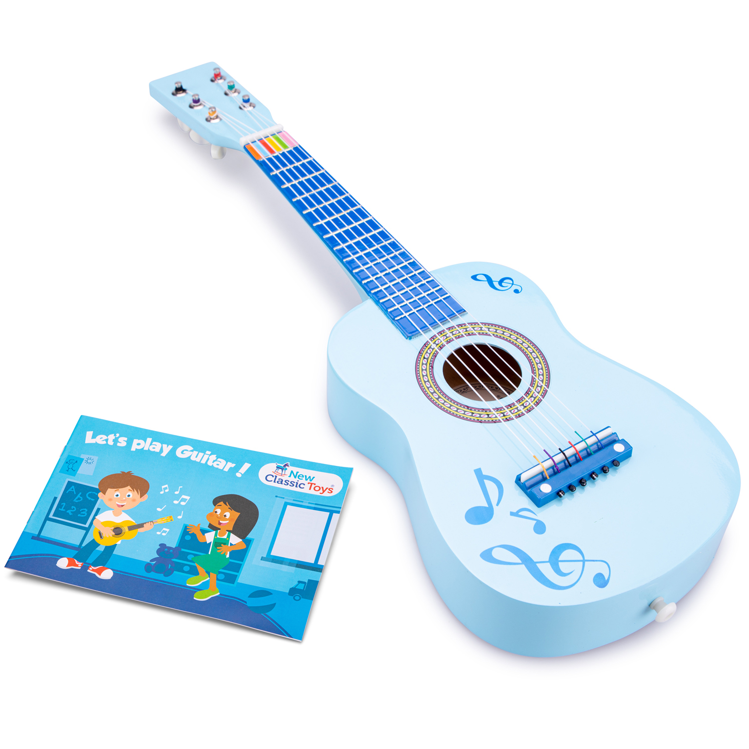 Gitarre blau mit Noten Kindergitarre Kinder-Instrument Musikspielzeug
