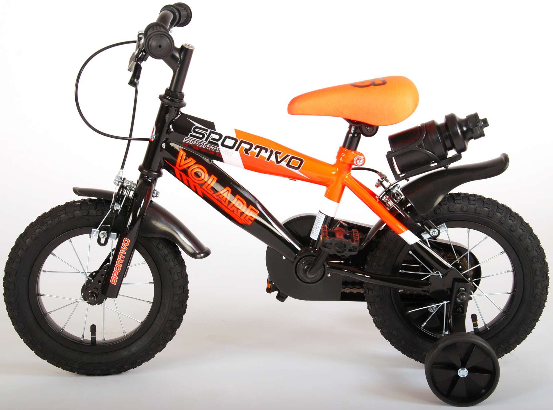 Kinderfahrrad Sportivo Jungen 12 Zoll Kinderrad Neon Orange Schwarz