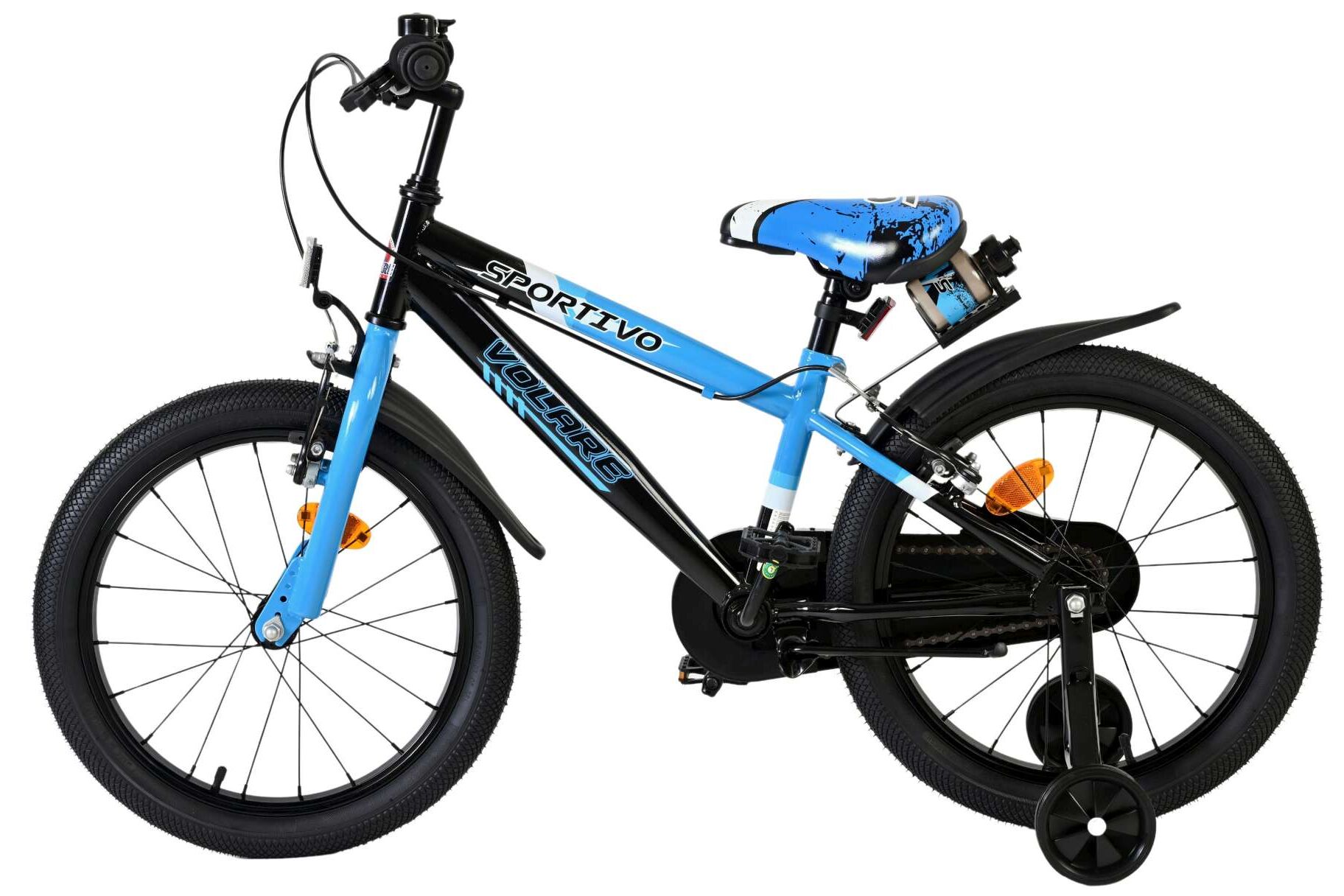 Volare Kinderfahrrad Sportivo für Jungen 18 Zoll Kinderrad in Blau Schwarz, Zwei Handbremsen