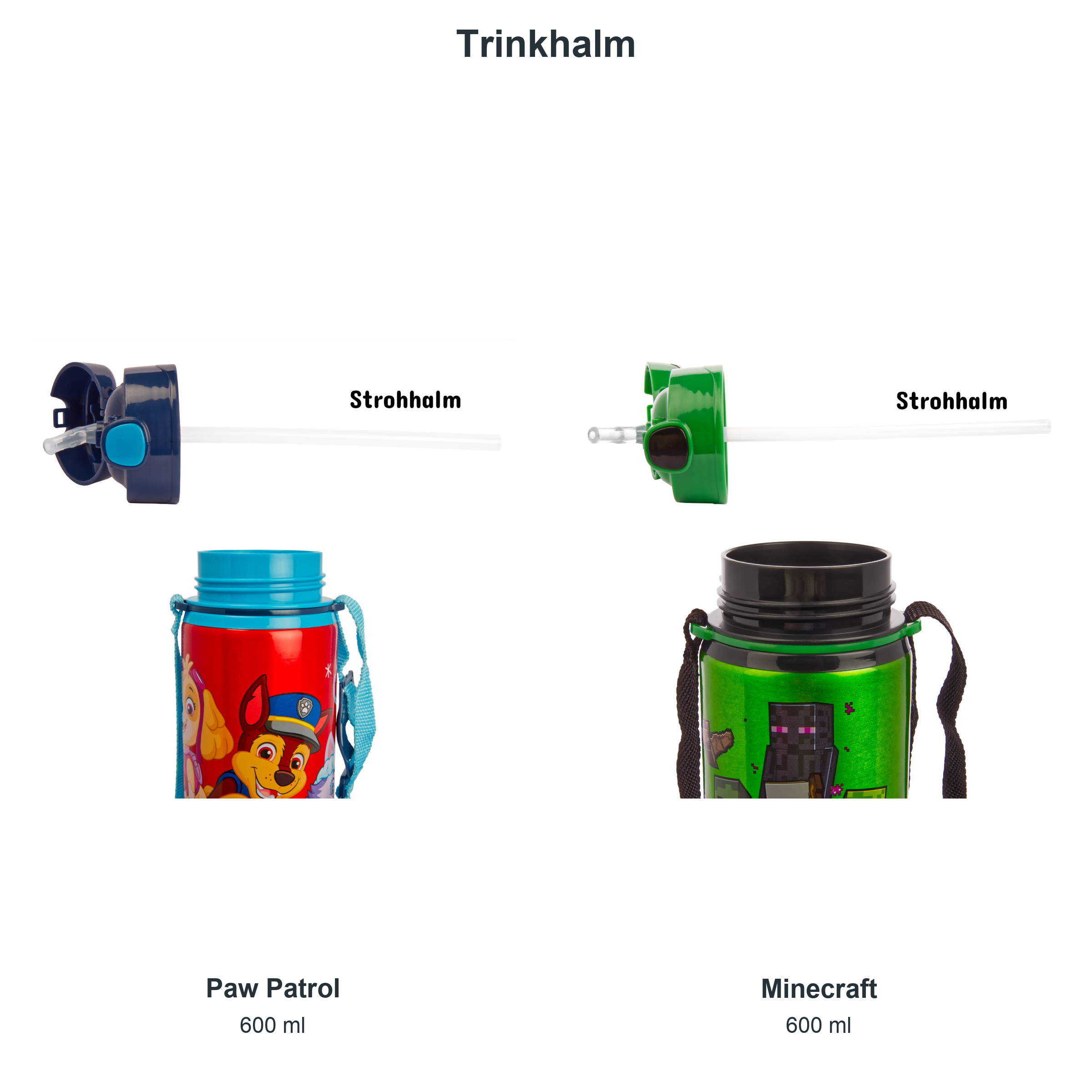 miniHeld Trinkflaschen-Set Paw Patrol + Minecraft, 2 Kinder Trinkflaschen Aluminium mit Tragegurt miniHeld Trinkflaschen-Set Paw Patrol + Minecraft, 2 Kinder Trinkflaschen Aluminium mit Tragegurt