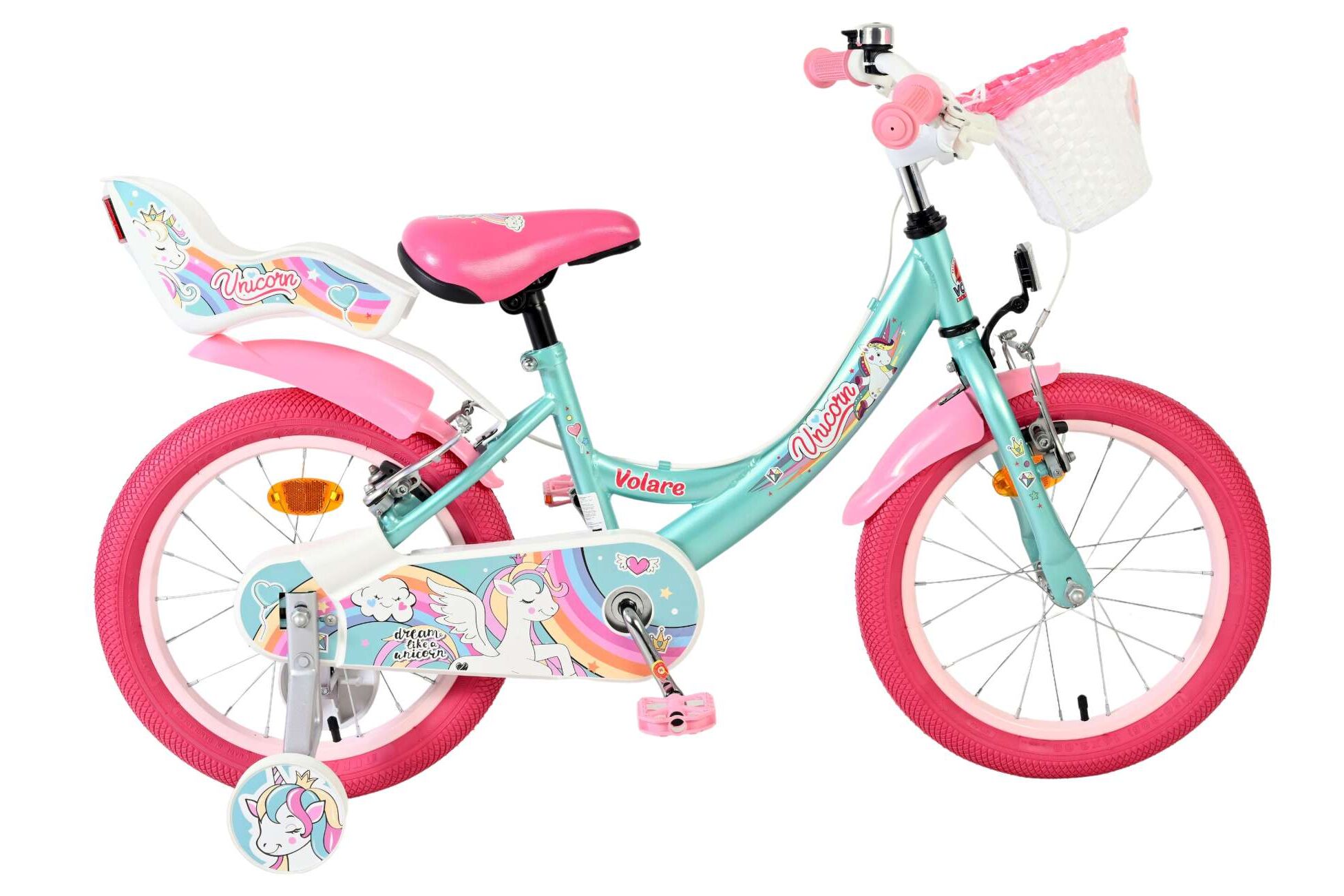 Kinderfahrrad Unicorn für Mädchen 16 Zoll Kinderrad in Grün, Zwei Handbremsen Kinderfahrrad Unicorn für Mädchen 16 Zoll Kinderrad in Grün, Zwei Handbremsen