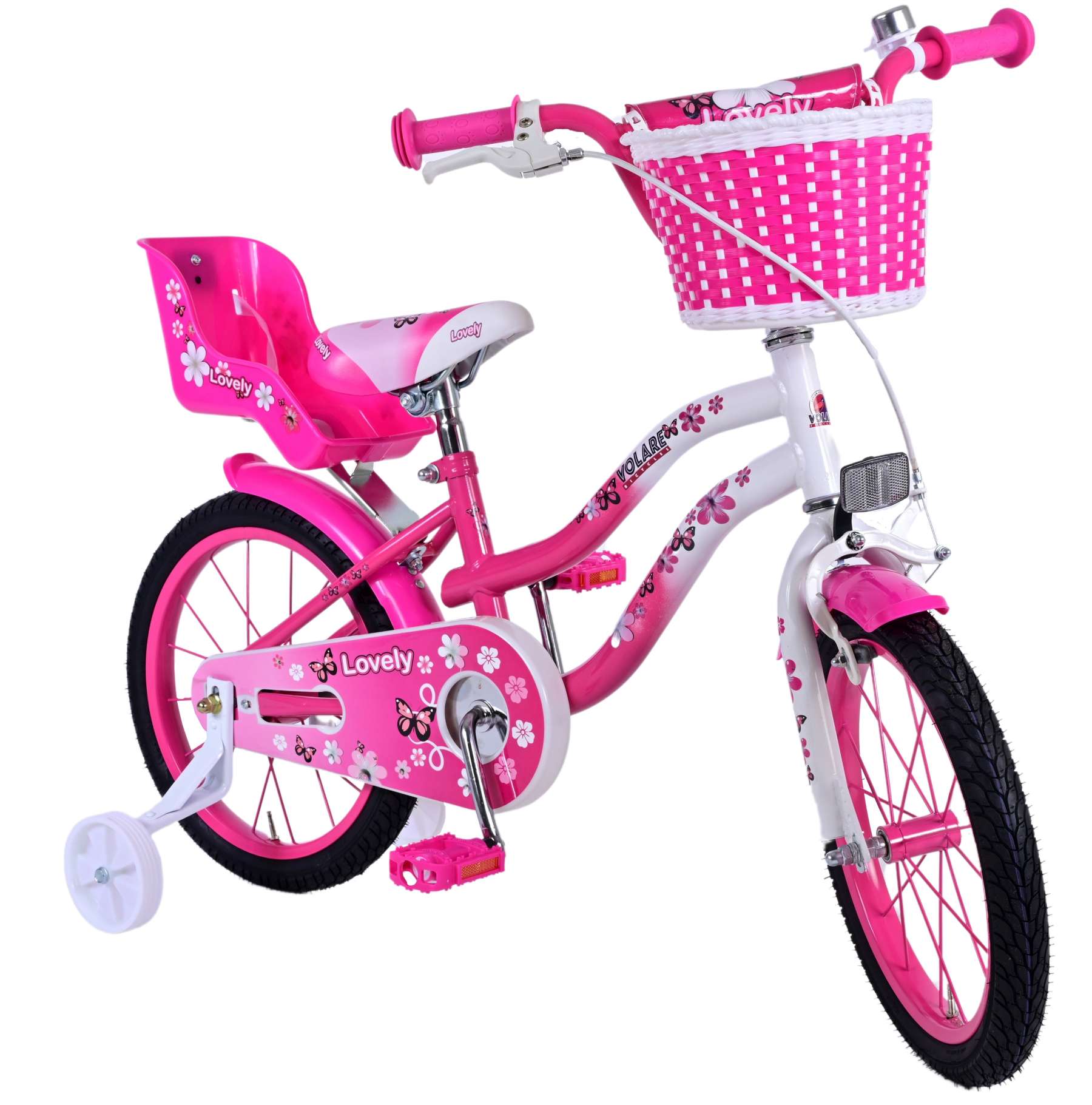 Kinderfahrrad Lovely Fahrrad für Mädchen 16 Zoll Kinderrad Rosa Weiß