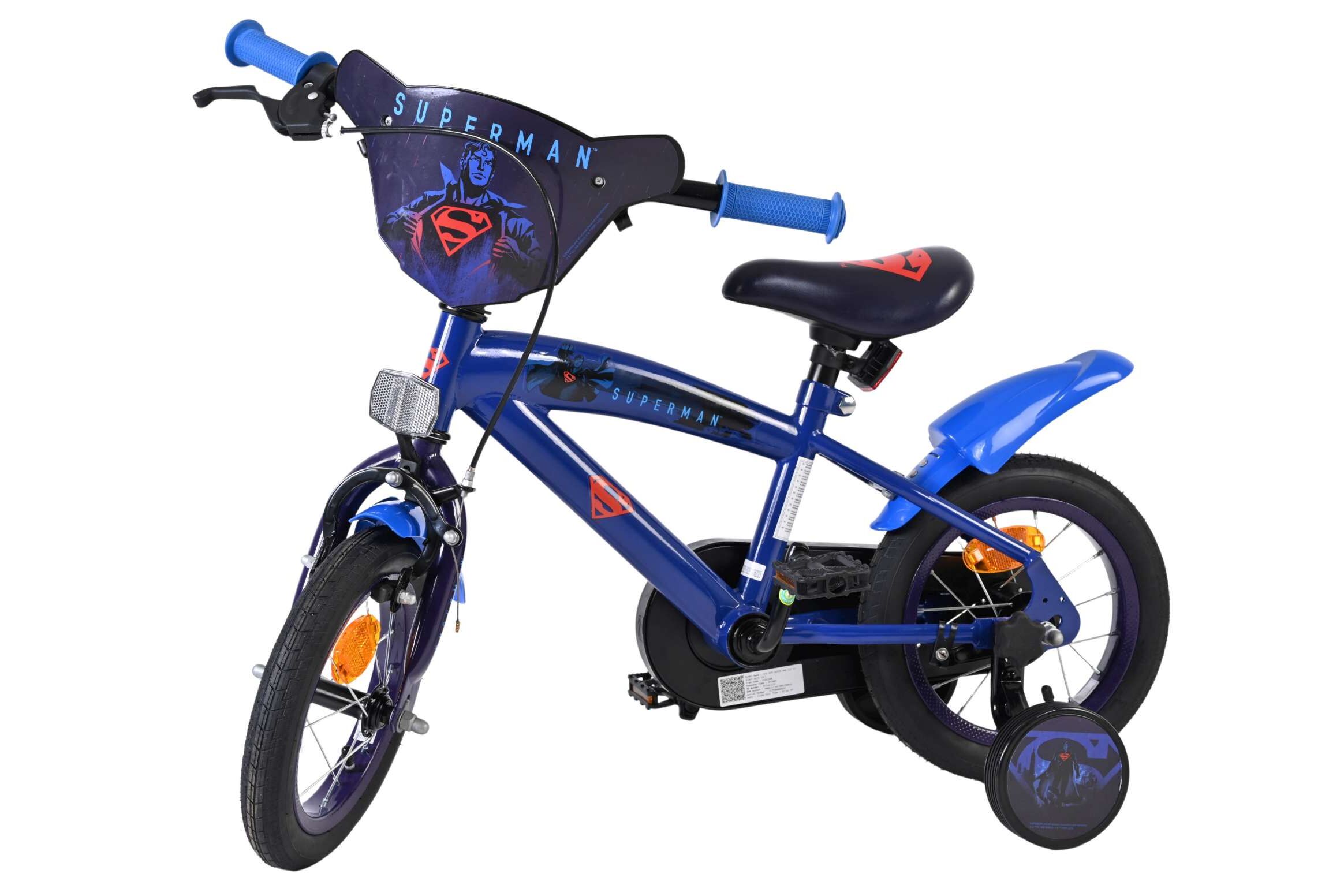 Volare Kinderfahrrad Superman für Jungen 12 Zoll Kinderrad in Blau