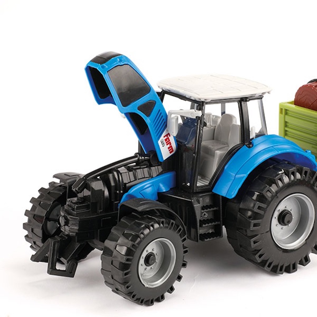 Traktor mit einem Auflieger mit Baumstämmen und Rückzug Funktion