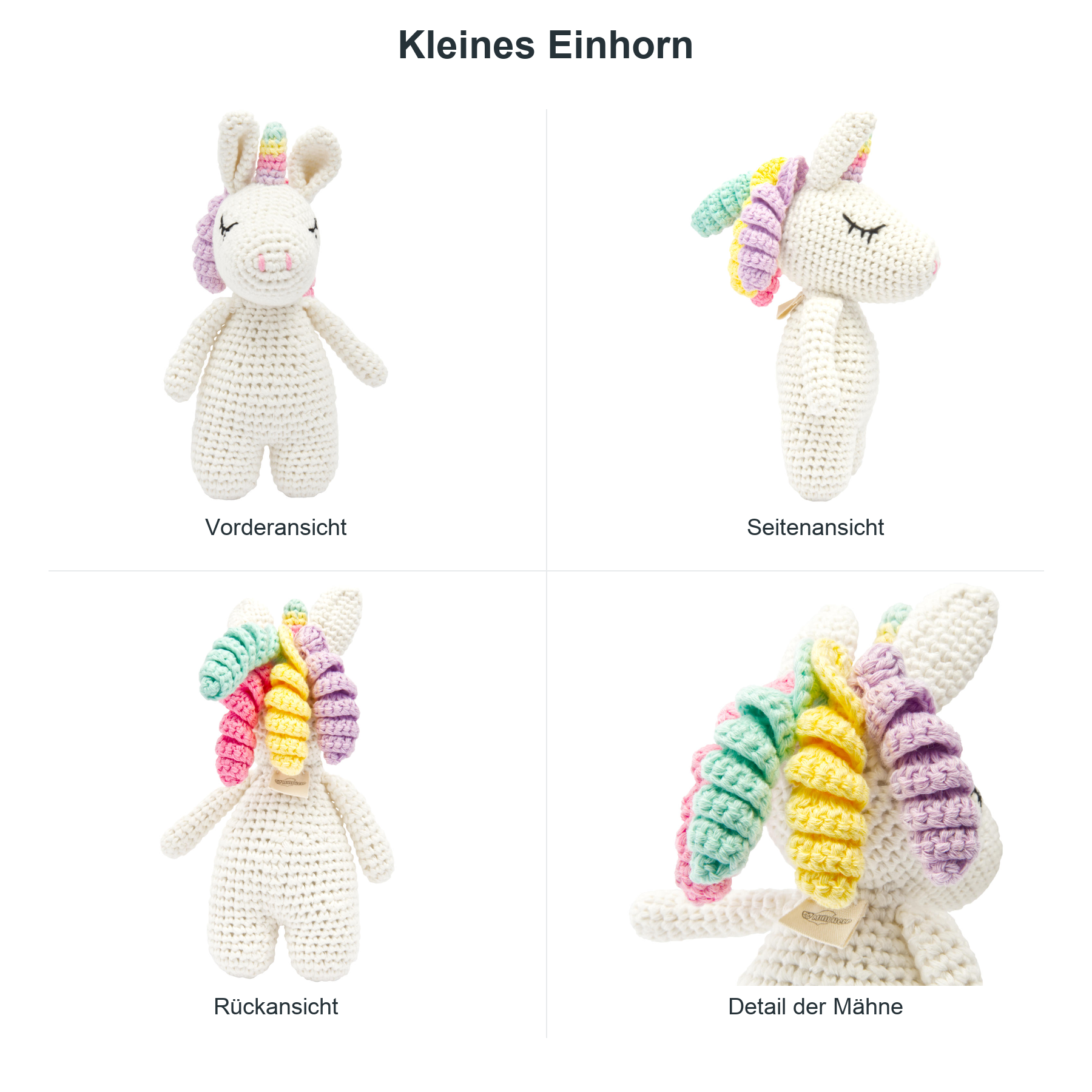 miniHeld Geschenkset Einhorn: großes handgestricktes Einhorn Glücksbringer 28cm + kleines Einhorn 16cm aus Baumwolle miniHeld Geschenkset Einhorn: großes handgestricktes Einhorn Glücksbringer 28cm + kleines Einhorn 16cm aus Baumwolle