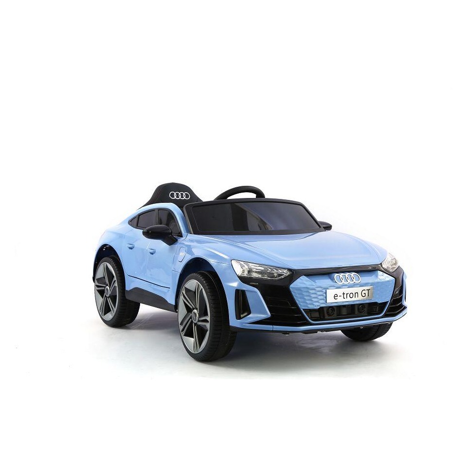 ES-Toys Kinderfahrzeug – Elektro Auto „Audi E-Tron GT“ – lizenziert – 12V7AH Akku und 2 Motoren- 2,4Ghz + MP3 + Leder + EVA – Blau