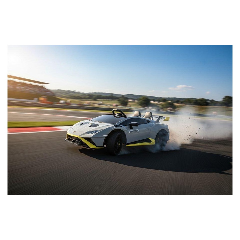 ES-Toys Elektro Kinderauto „Lamborghini Huracan STO Drift“ – lizenziert – 24V Akku, 2 Motoren- 2,4Ghz Fernsteuerung, MP3, Ledersitz+EVA – Weiss ES-Toys Elektro Kinderauto „Lamborghini Huracan STO Drift“ – lizenziert – 24V Akku, 2 Motoren- 2,4Ghz Fernsteuerung, MP3, Ledersitz+EVA – Weiss