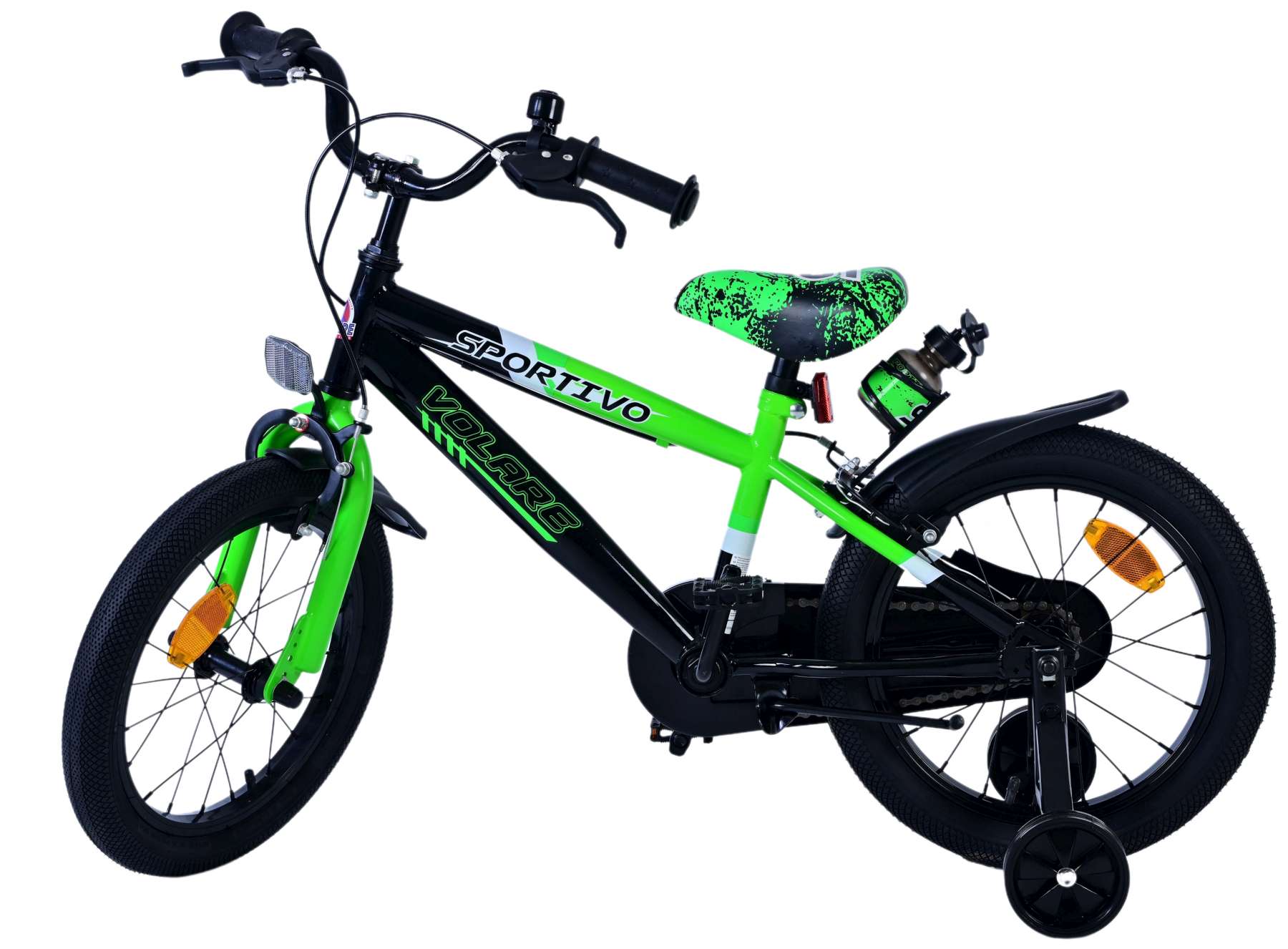 Kinderfahrrad Sportivo für Jungen 16 Zoll Kinderrad Neon Schwarz Grün