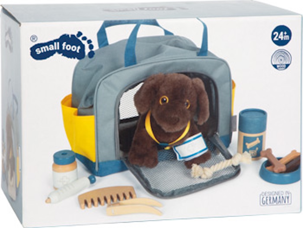 Hund mit Tasche und Pflege-Set Hund mit Tasche und Pflege-Set