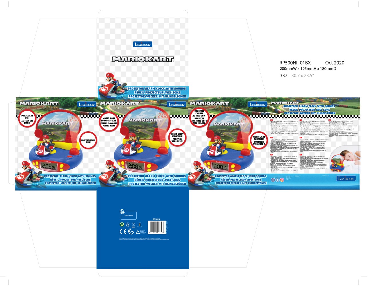 Mario Kart 3D Projektions-Wecker mit Sound