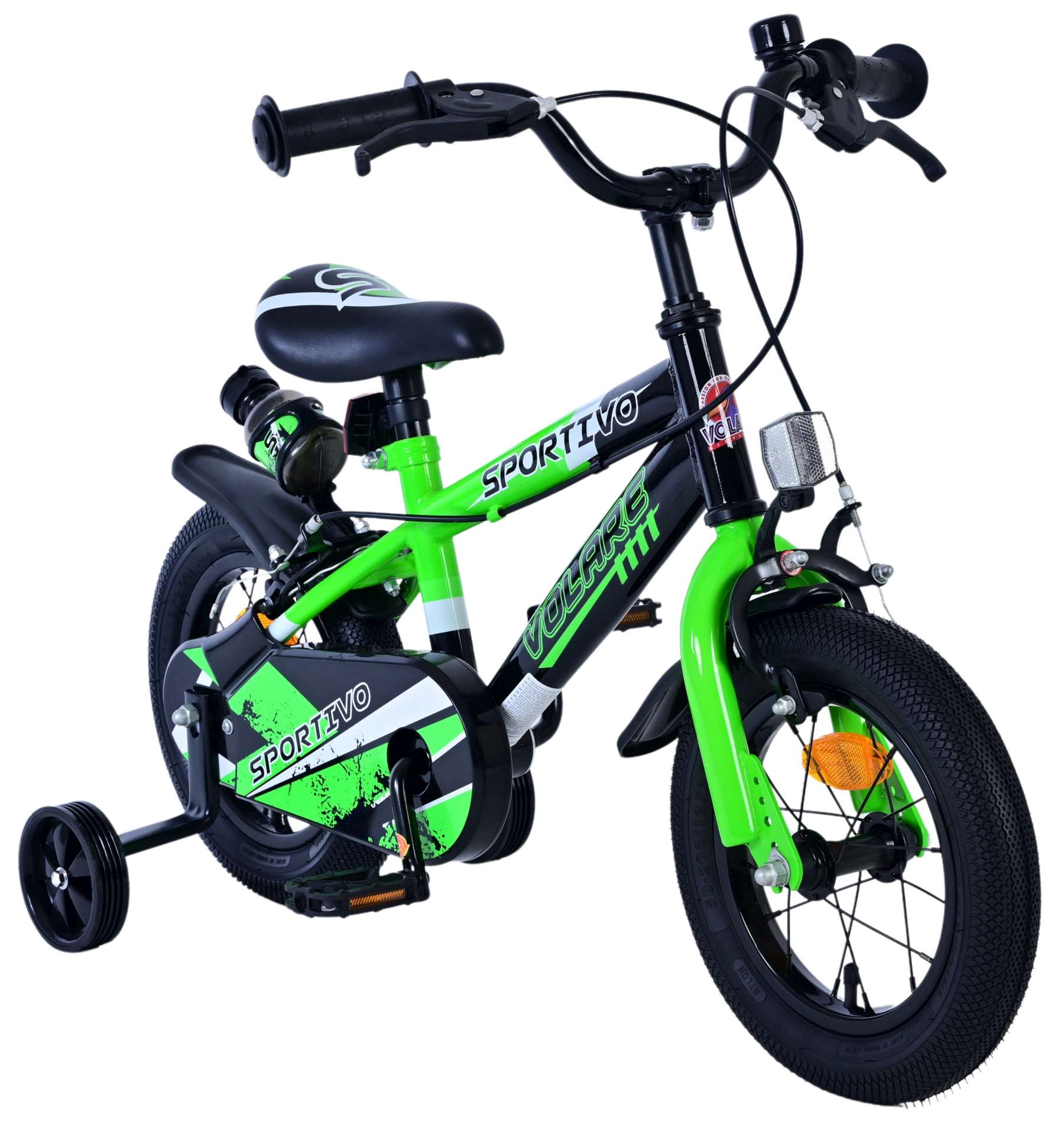 Kinderfahrrad Sportivo für Jungen 12 Zoll Kinderrad Grün Schwarz