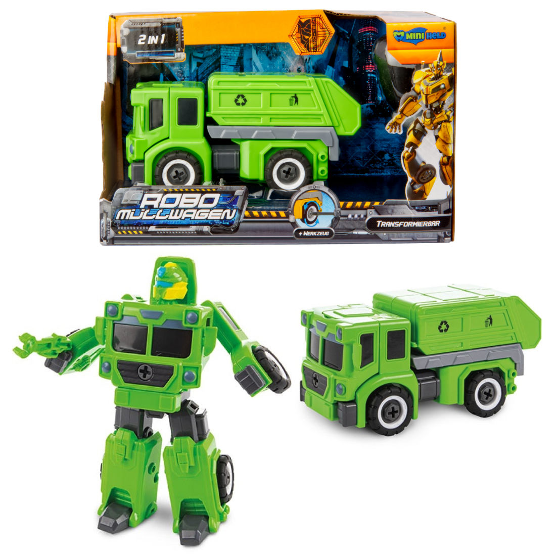 Verwandlungs Roboter Müllwagen LKW Recycling Fahrzeug Müllauto Laster Verwandlungs Roboter Müllwagen LKW Recycling Fahrzeug Müllauto Laster