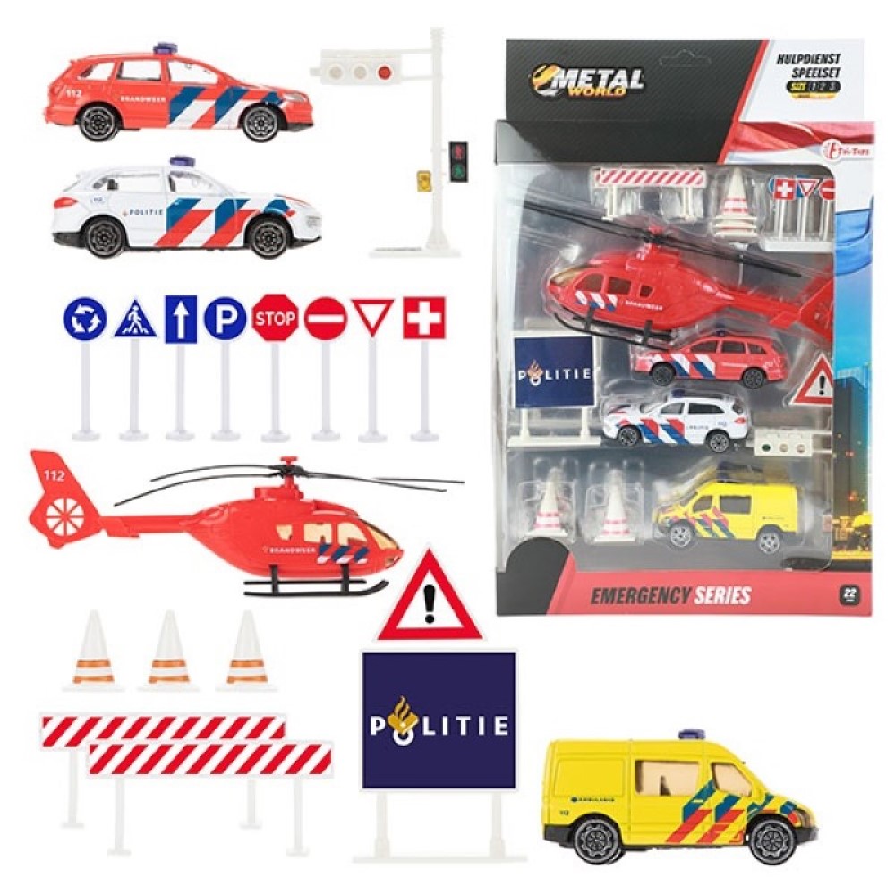 Krankenwagen Hubschrauber Autos Straßenschilder-Set aus Metal