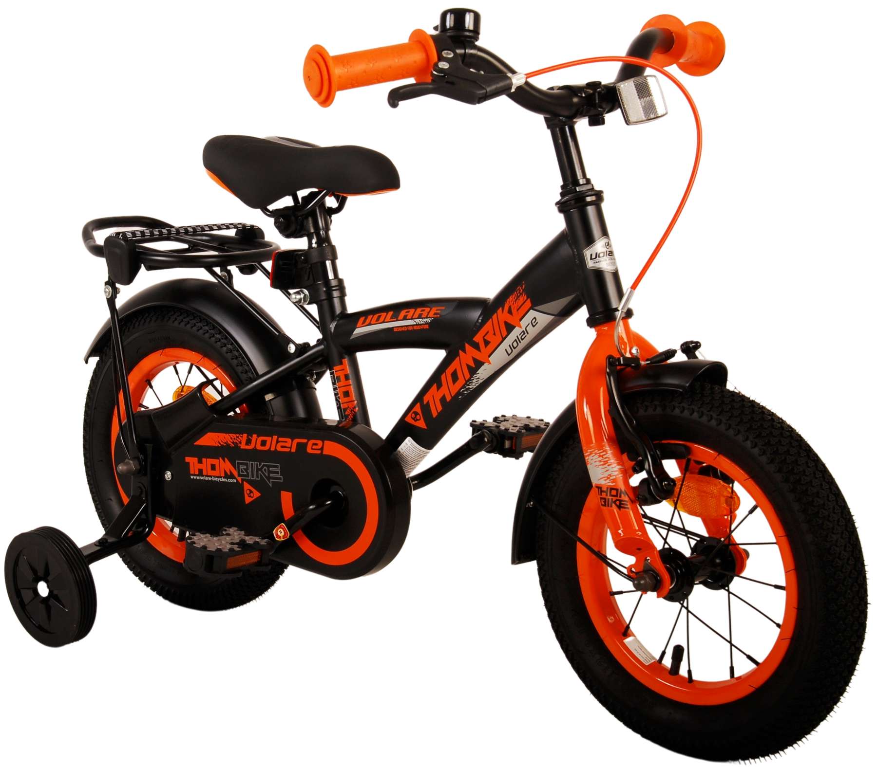 Kinderfahrrad Thombike für Jungen 12 Zoll Kinderrad in Schwarz Orange