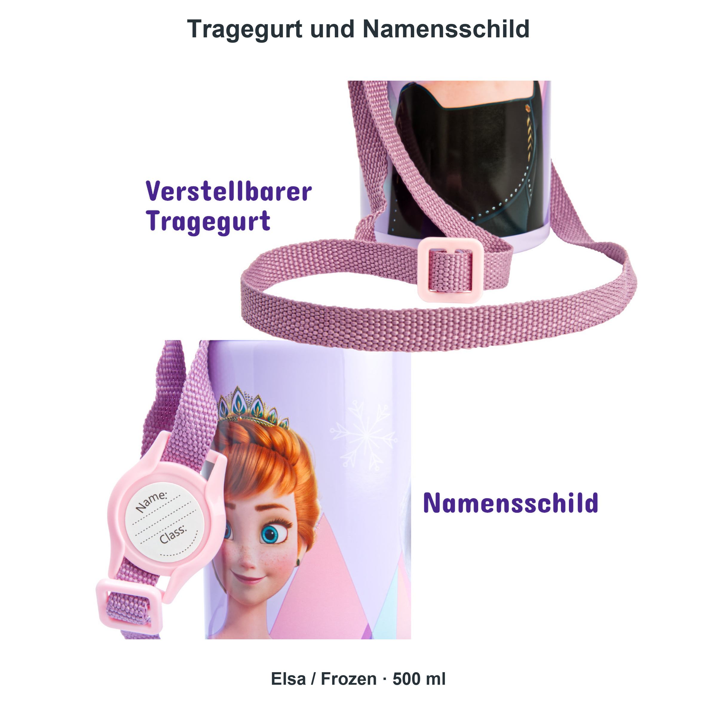 miniHeld Trinkflaschen-Set Elsa (Frozen) 2er-Pack, 2 Kinder Trinkflaschen Aluminium mit Tragegurt miniHeld Trinkflaschen-Set Elsa (Frozen) 2er-Pack, 2 Kinder Trinkflaschen Aluminium mit Tragegurt