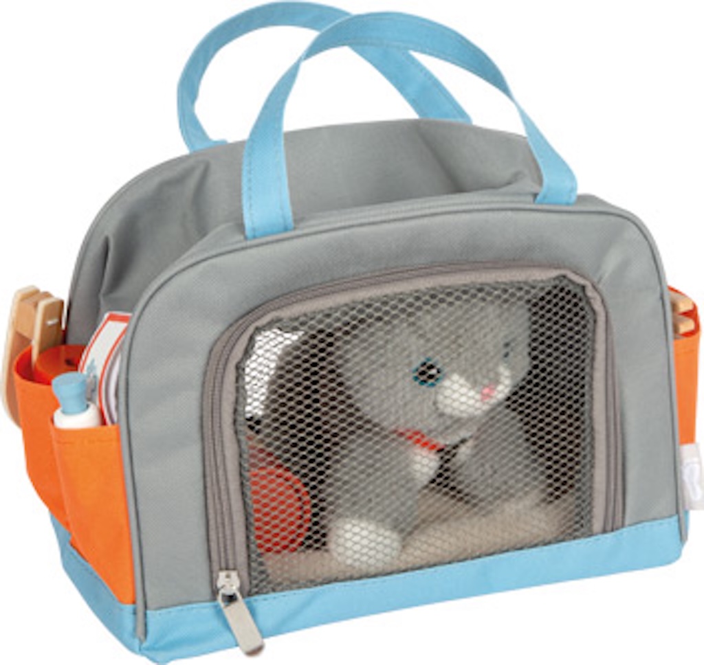Katze mit Tasche und Pflege-Set Katze mit Tasche und Pflege-Set