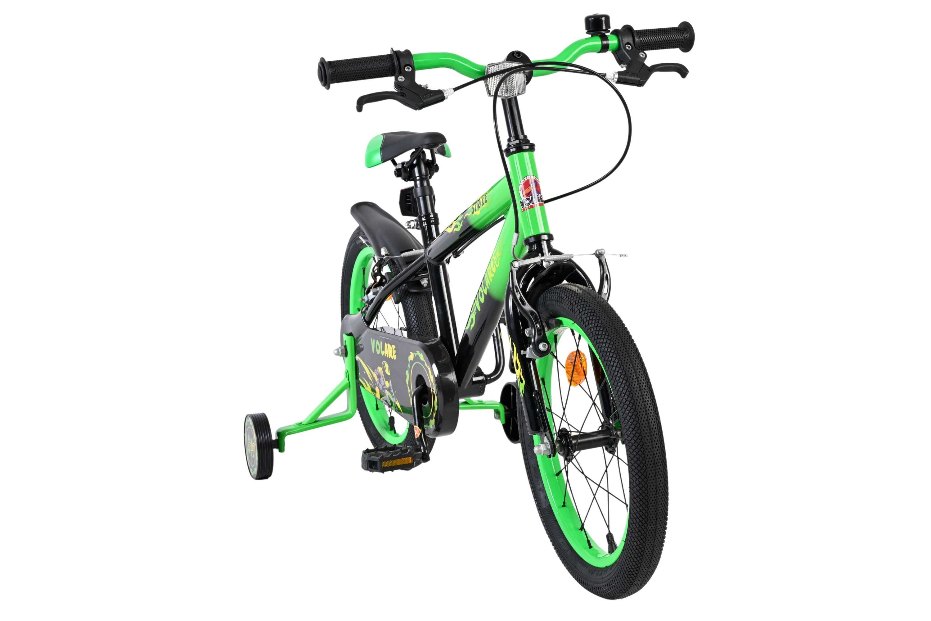 Kinderfahrrad Strike für Jungen 16 Zoll Kinderrad in Schwarz/Grün, Zwei Handbremsen Kinderfahrrad Strike für Jungen 16 Zoll Kinderrad in Schwarz/Grün, Zwei Handbremsen