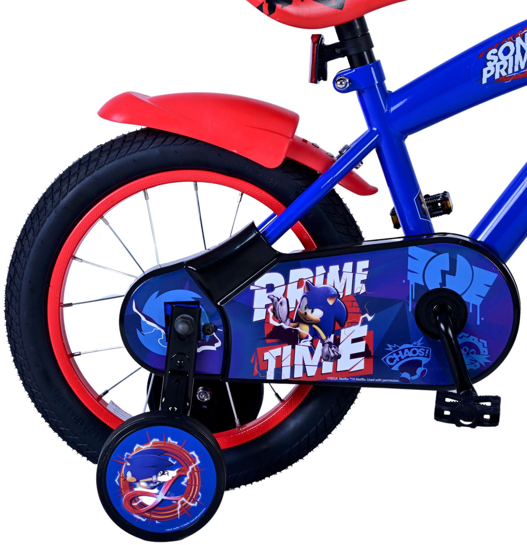 Kinderfahrrad Sonic Prime für Jungen 14 Zoll Kinderrad in Blau Rot