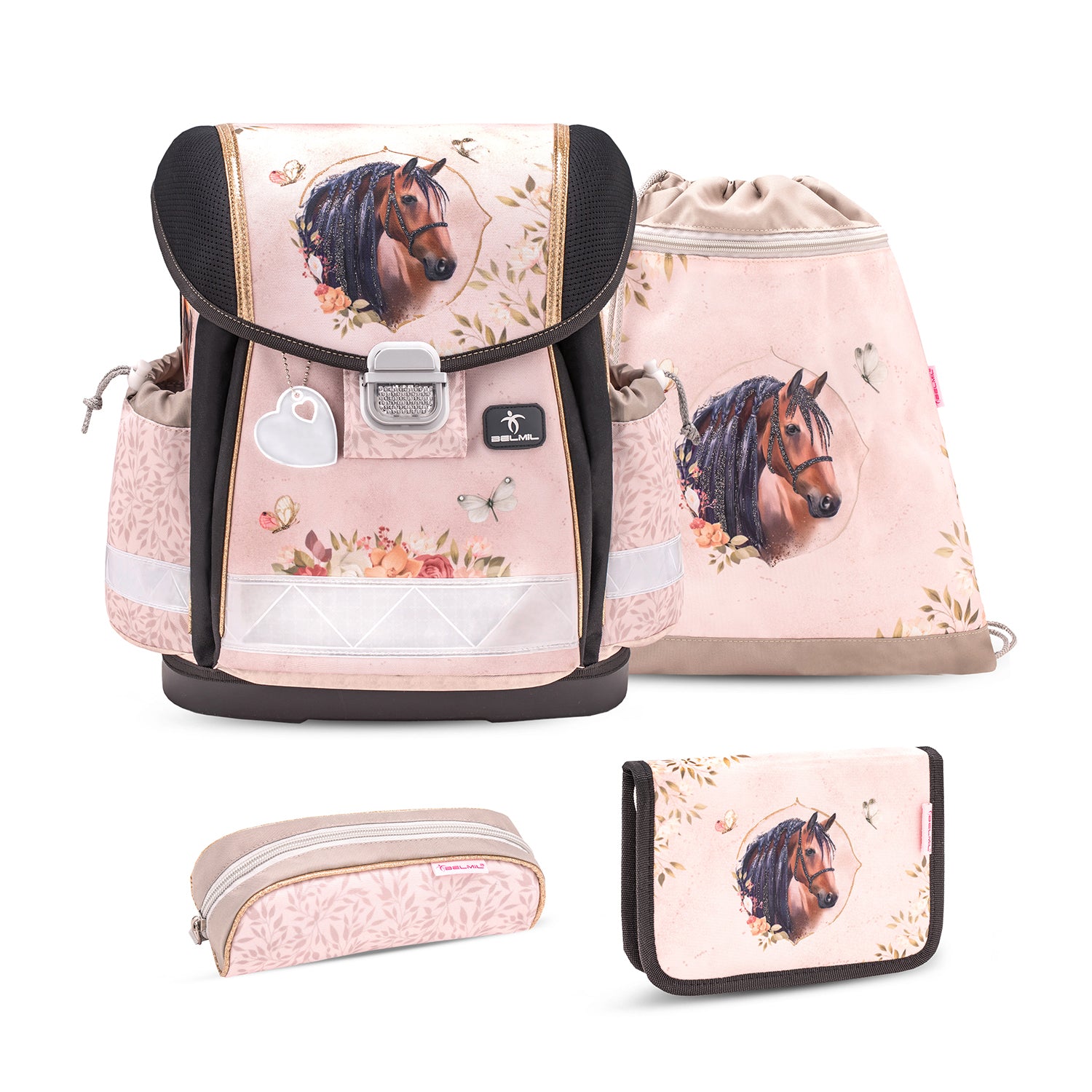 Belmil Classy ergonomisches Schulranzen-Set 4-teilig "Horse Chestnut" mit Brustgurt Belmil Classy ergonomisches Schulranzen-Set 4-teilig "Horse Chestnut" mit Brustgurt