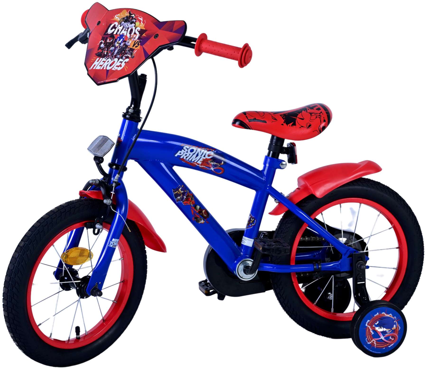 Kinderfahrrad Sonic Prime für Jungen 14 Zoll Kinderrad in Blau Rot