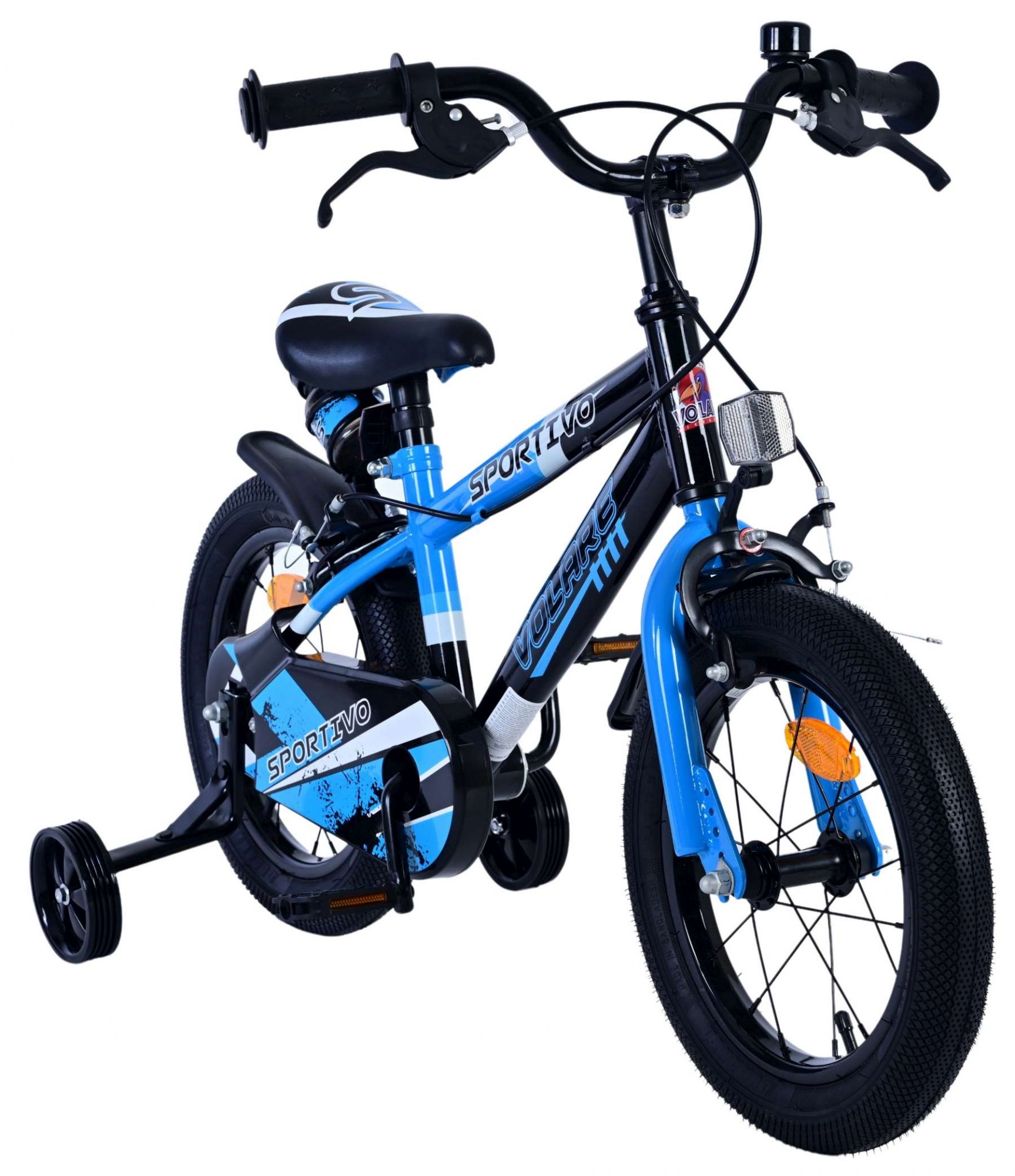 Kinderfahrrad Sportivo für Jungen 14 Zoll Kinderrad Blau Schwarz