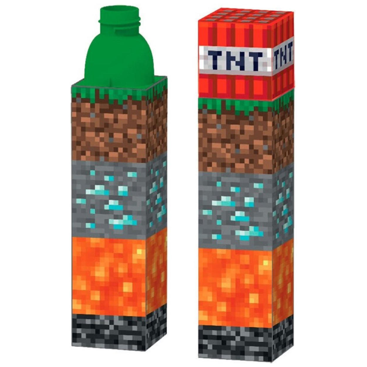 Minecraft Trinkflasche TNT Grasblock Diamanterz Lava Grundstein