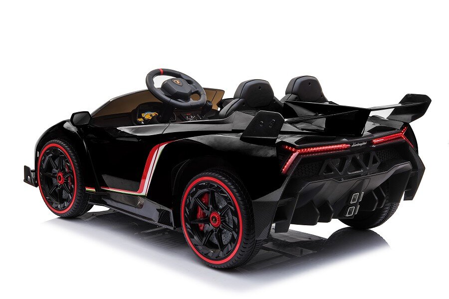 ES-Toys Kinderfahrzeug – Elektro Auto „Lamborghini Veneno 615B“ – lizenziert – 12V7AH, 4 Motoren- 2,4Ghz Fernsteuerung, MP3, Ledersitz+EVA – Pink