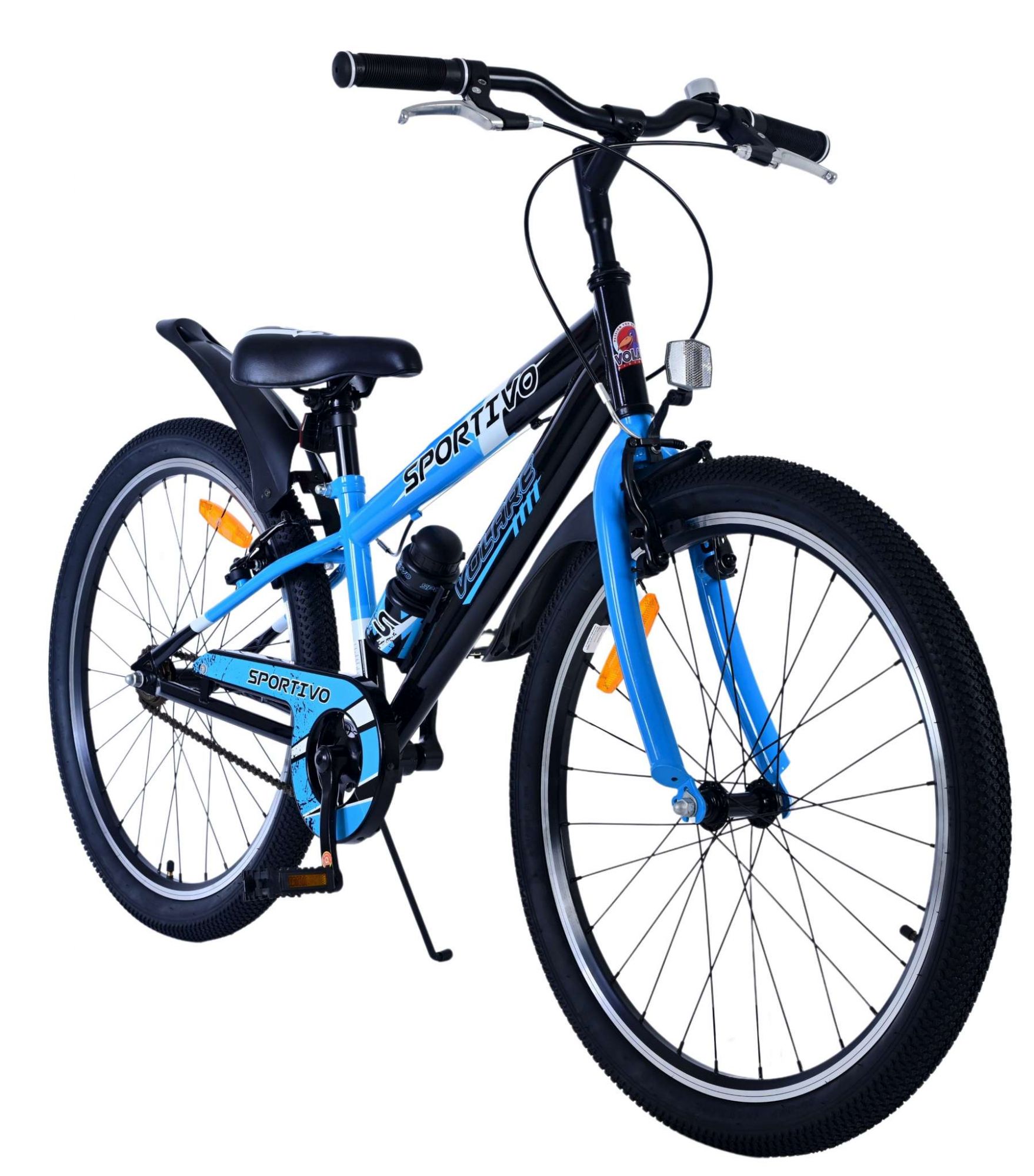 Kinderfahrrad Sportivo für Jungen 24 Zoll Kinderrad in Schwarz Blau Zwei Handbremsen