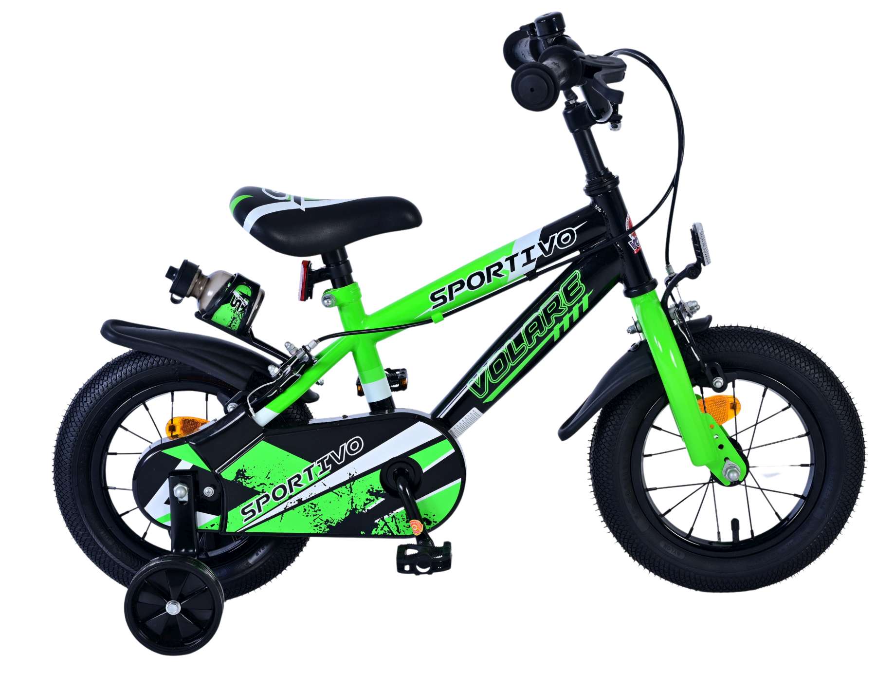 Kinderfahrrad Sportivo für Jungen 12 Zoll Kinderrad Grün Schwarz