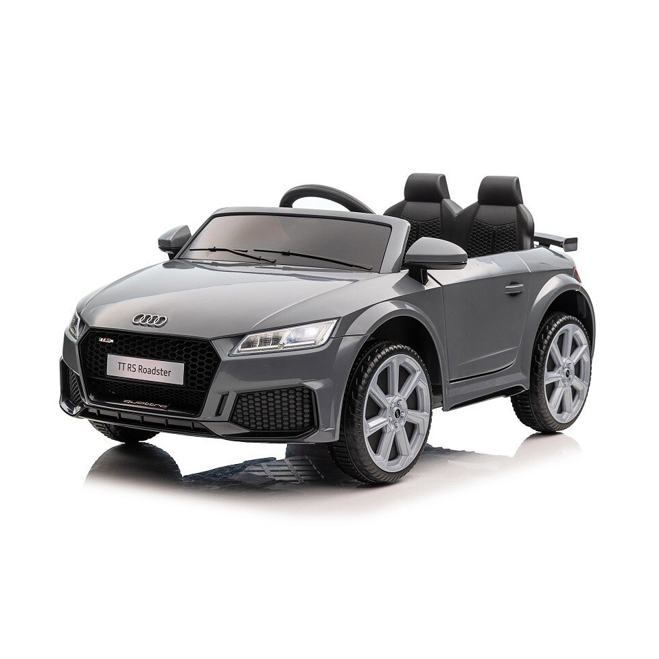 ES-Toys Kinderfahrzeug – Elektro Auto „Audi TTRS“ – lizenziert – 12V7A Akku und 2 Motoren- 2,4Ght+MP3+EVA+Leder – Nardo Grau