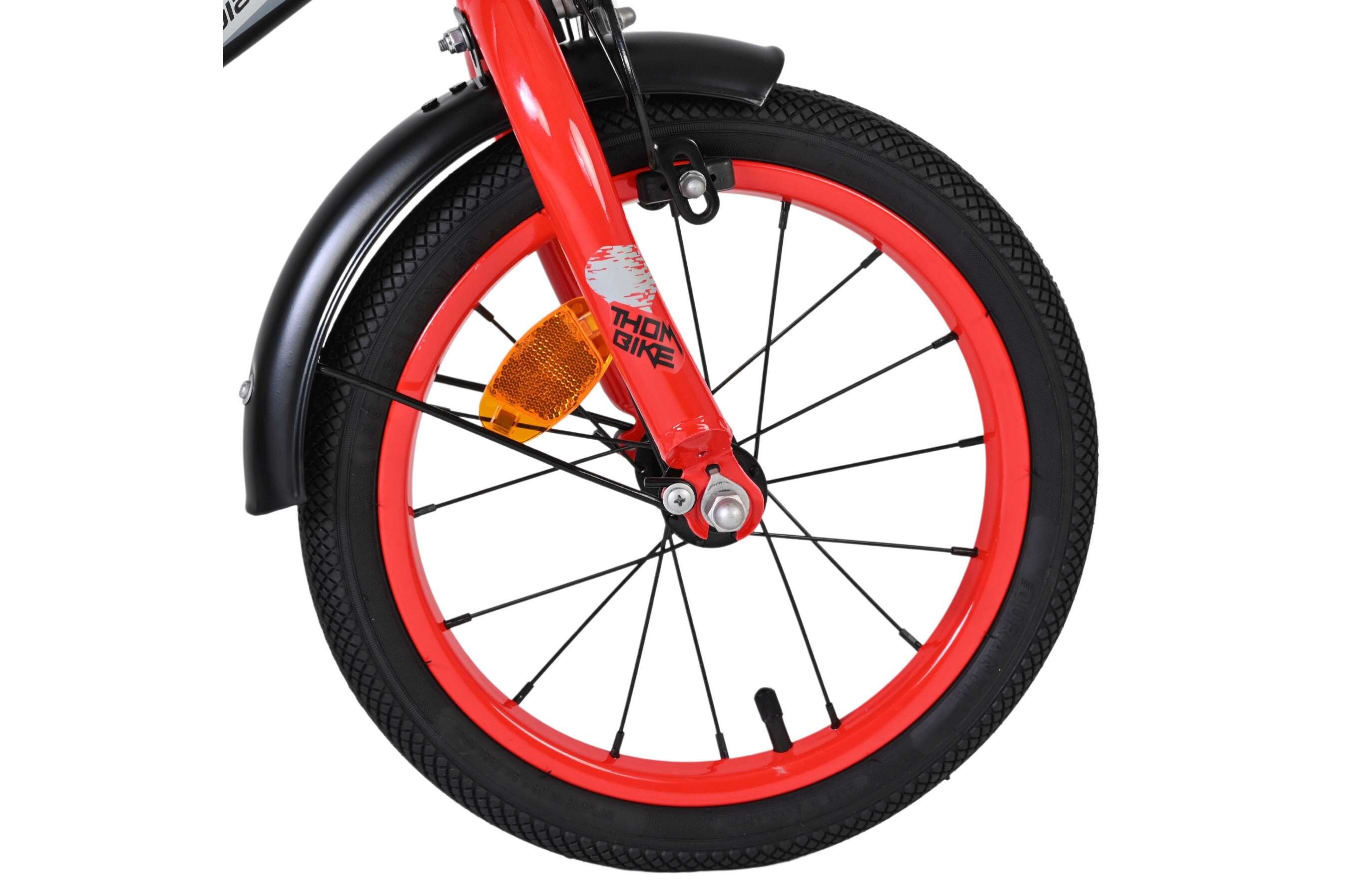 Volare Kinderfahrrad Thombike für Jungen 14 Zoll Kinderrad in Schwarz Rot