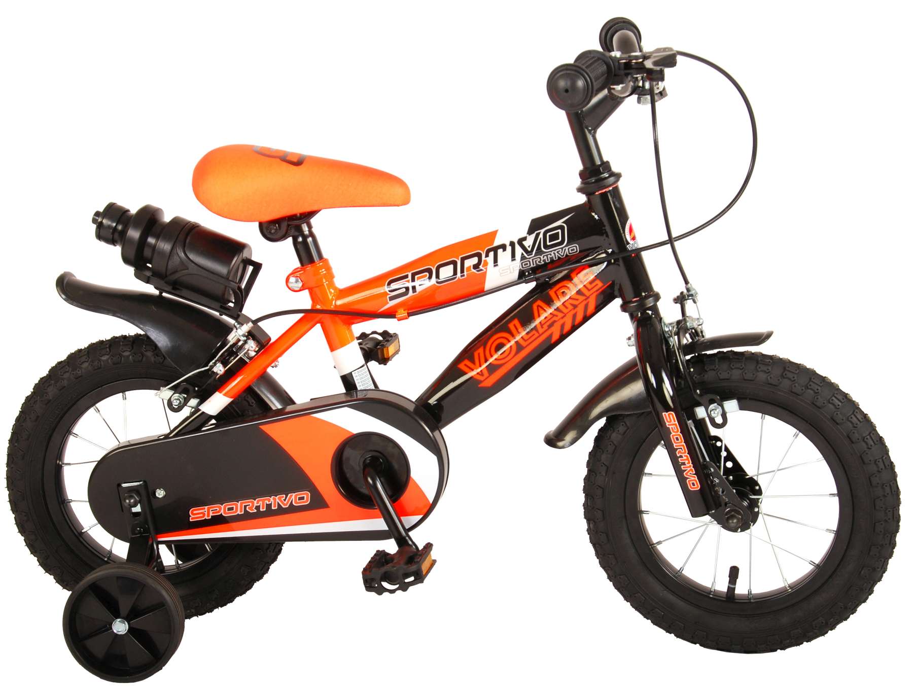 Kinderfahrrad Sportivo Jungen 12 Zoll Kinderrad Neon Orange Schwarz