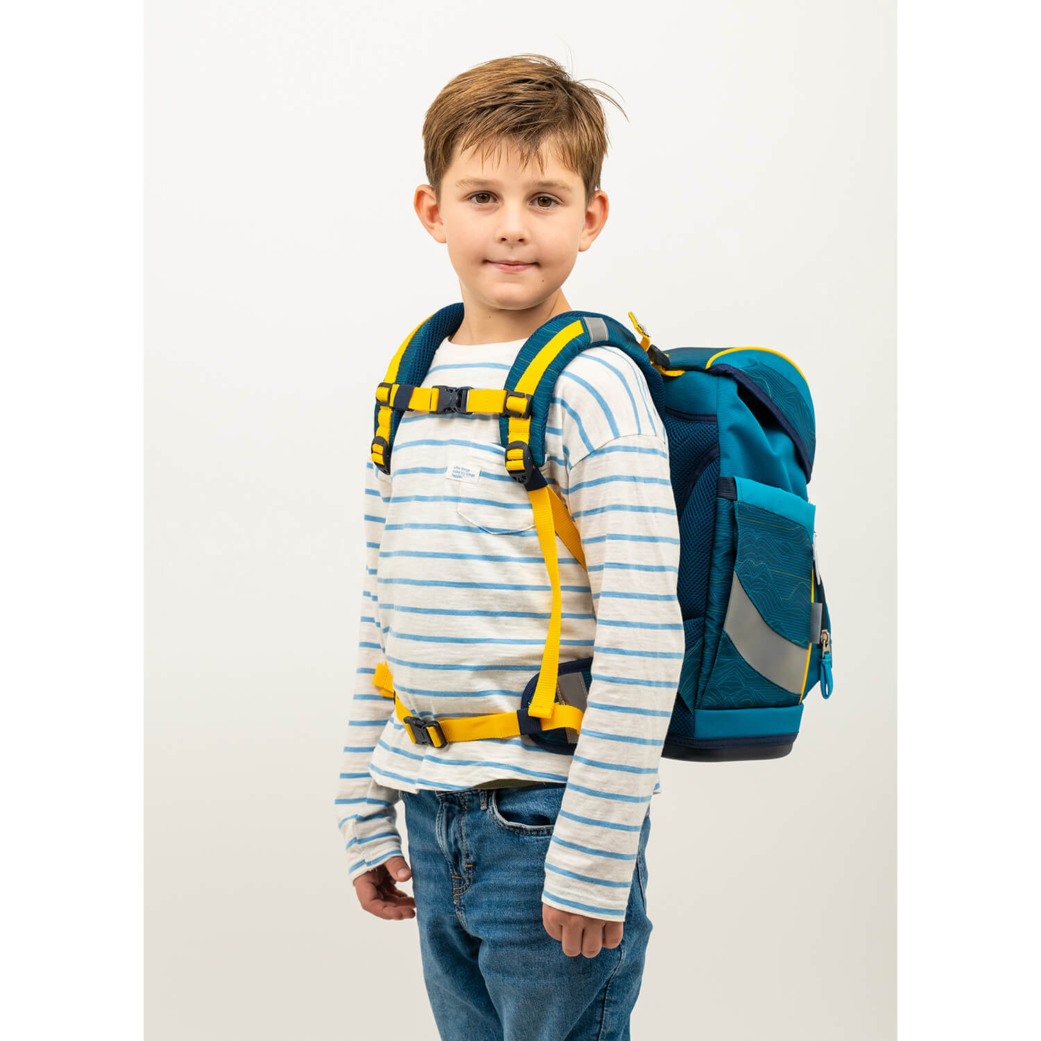 Rucksack Smarty ergonomisches Schulranzen Set 5-teilig Waves Orange